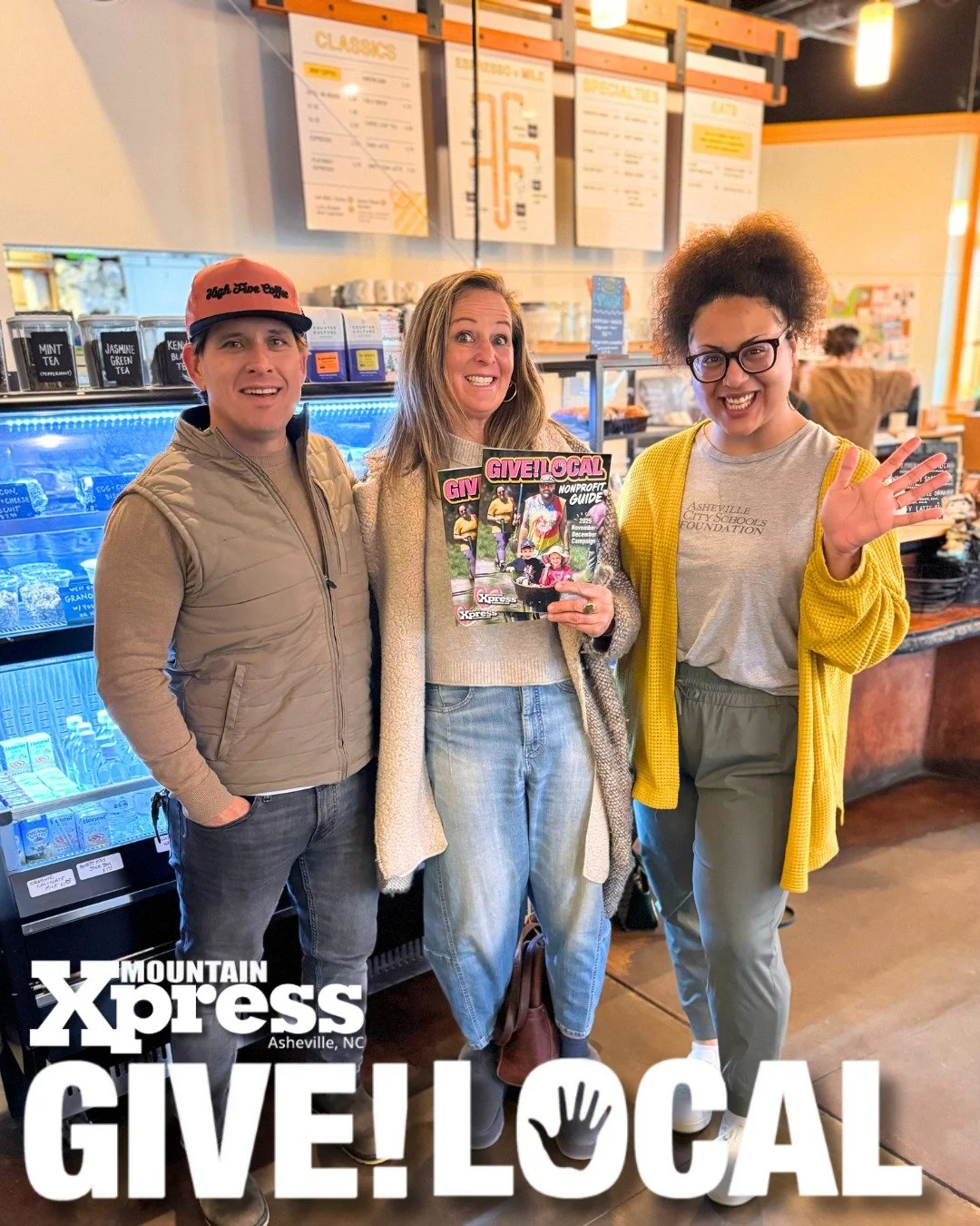 Hot drinks, big smiles, and HIGH FIVES all around ☕️🙌

We loved warming up with our friends at High Five Coffee, today! This is your reminder to jump into the Mountain Xpress Give Local Campaign &mdash; open through Dec. 31! Gifts of $25+ score free