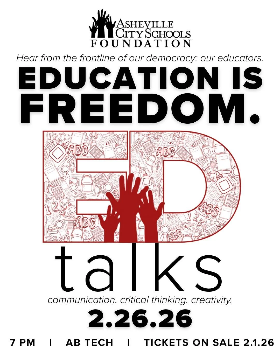 We&rsquo;re just over a week away from tickets going on sale for our annual event, so save the date for 2.26.26 and join us for our first-ever ED Talks: Education Is Freedom. We invite our community to reimagine public education not just as a system,