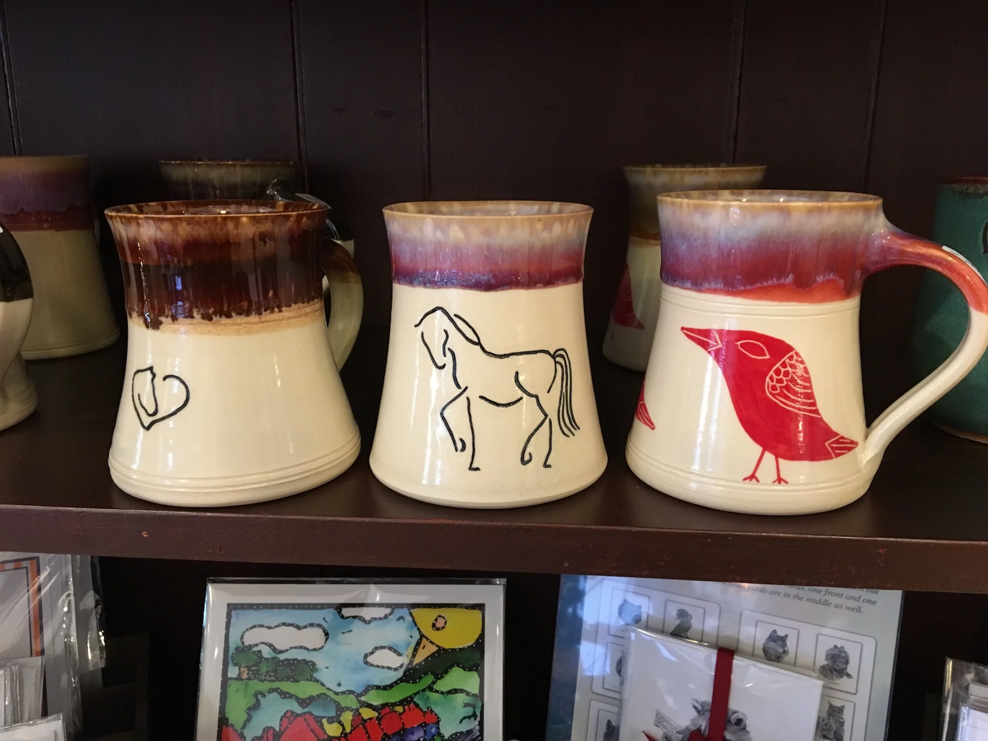 Horse and Bird Ceramic Coffee Mugs
