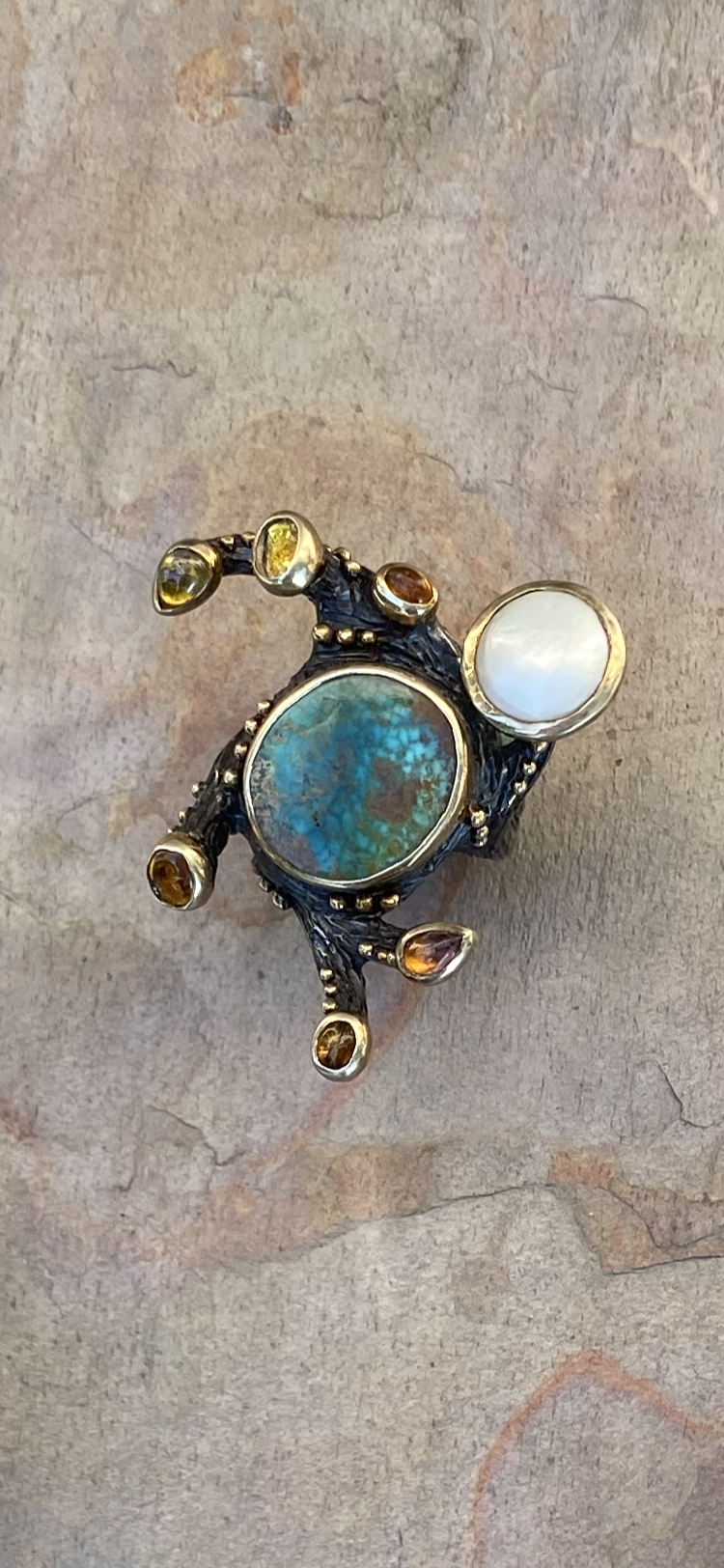 Persian Turquoise Citrine Amber Pearl on Oxidized Silver 290.png