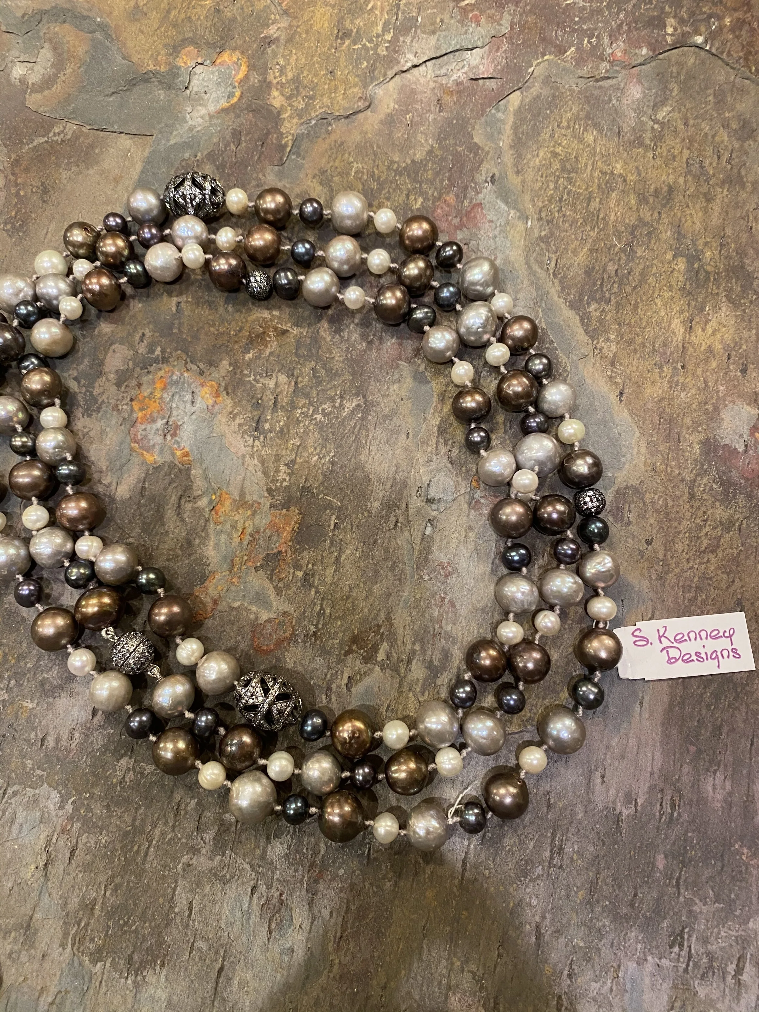 Freshwater Pearl and Pave Diamond Necklace with Clasp.jpg