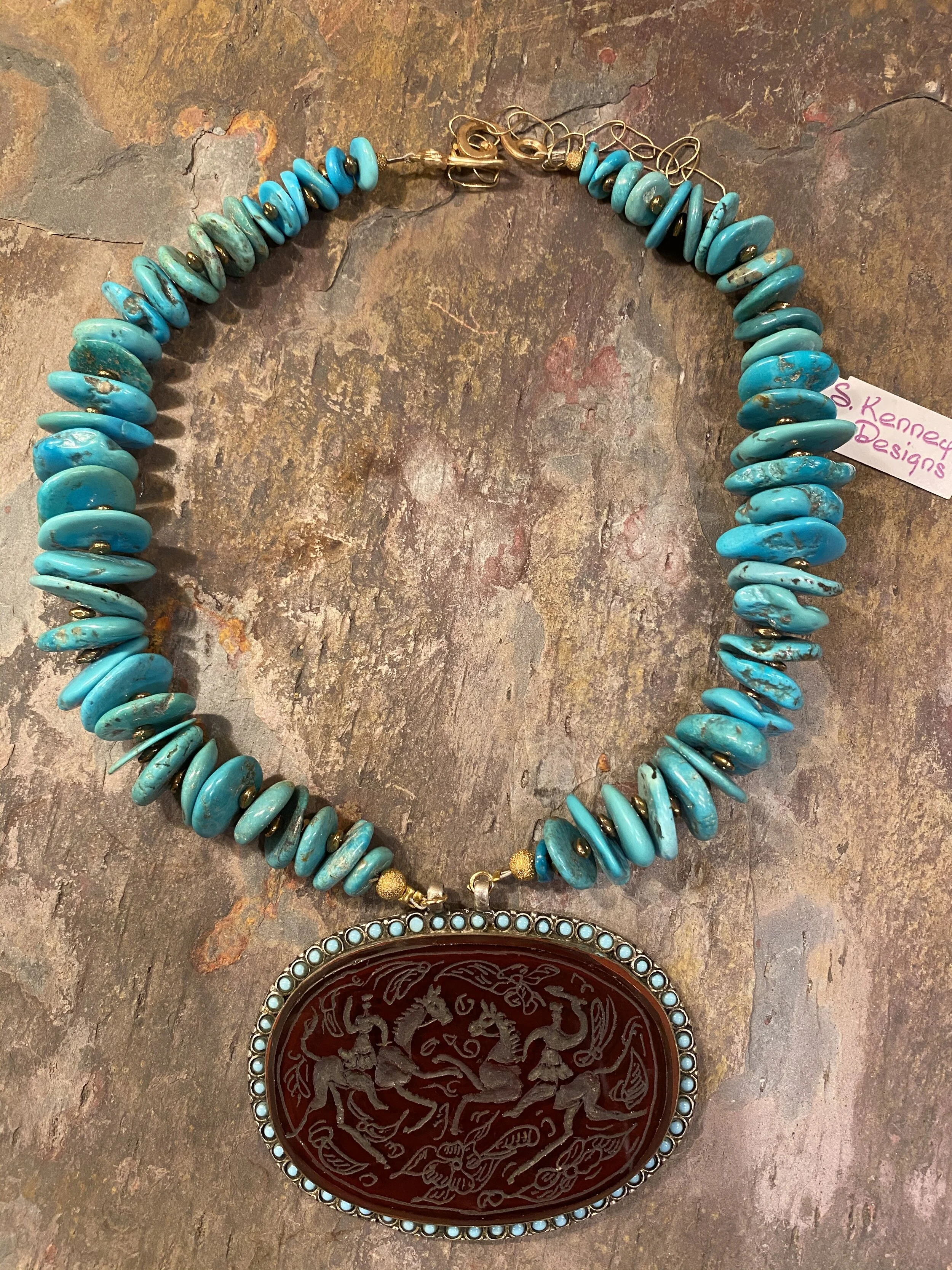 Turkmen Pendant on Sleeping Beauty Turquoise Necklace 230.jpg