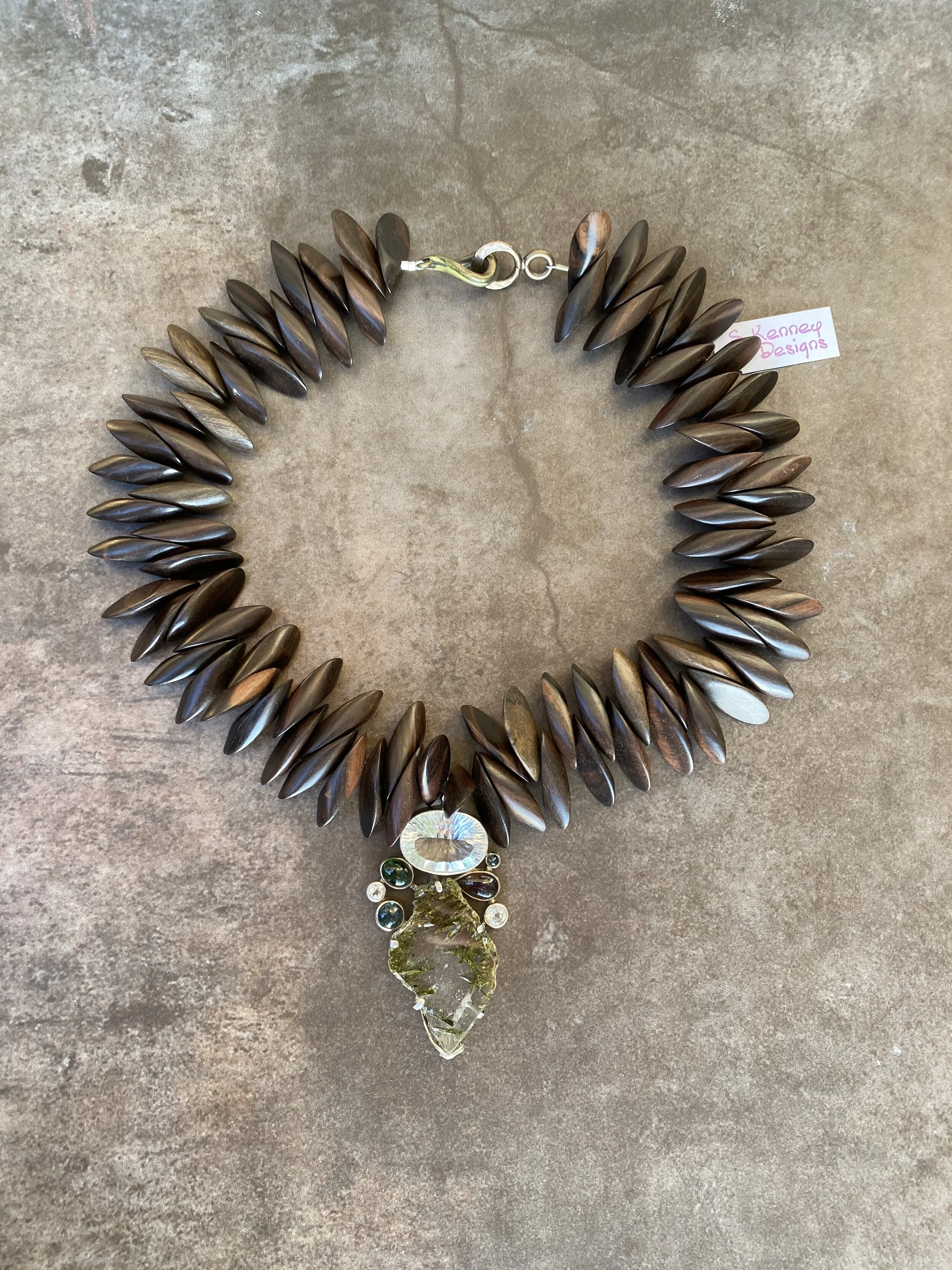 Rosewood with Moss Agate Clear Faceted Quartz and Tourmaline $202.jpg