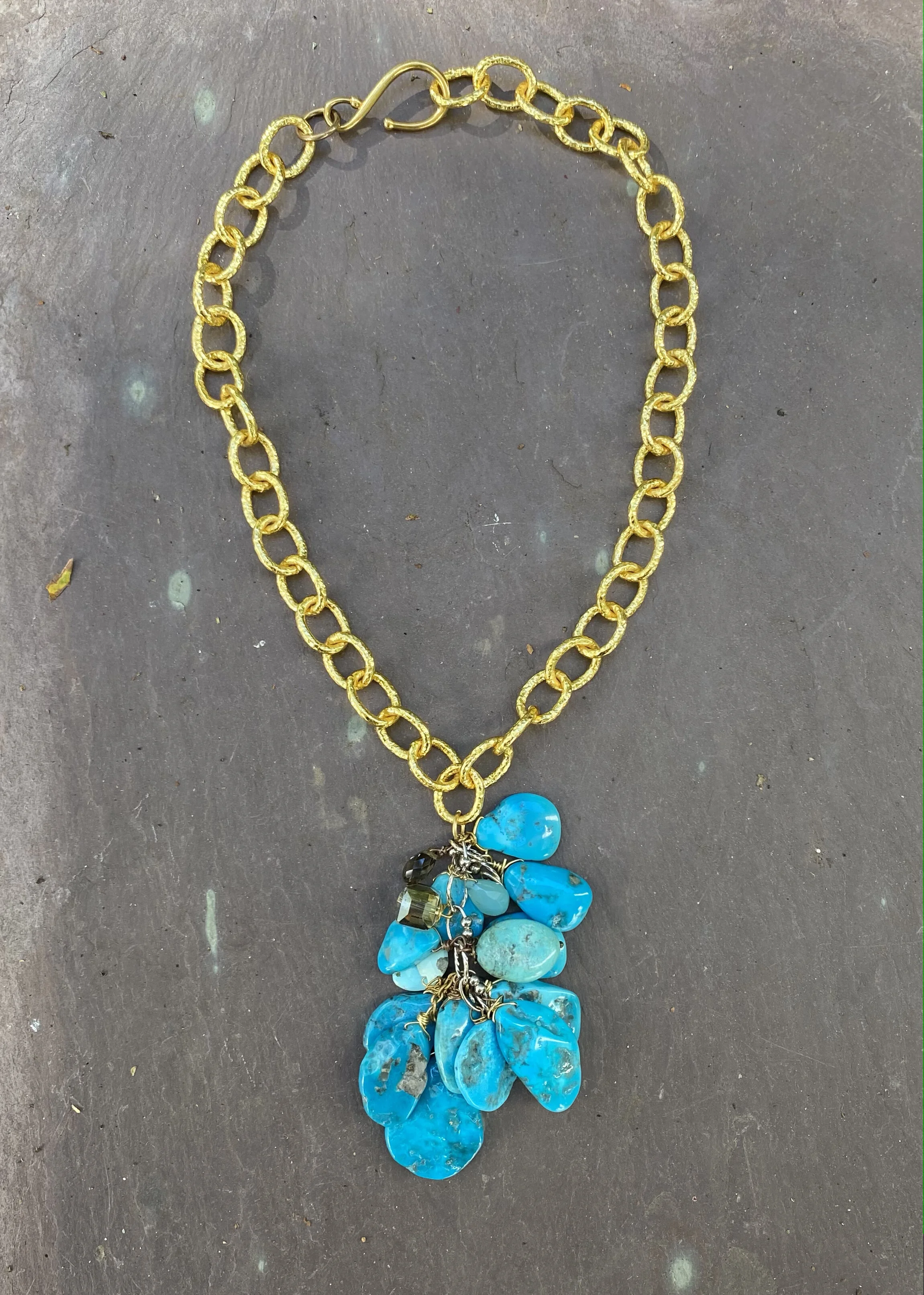 Sleeping Beauty and Kingman Turquoise on Gold Chain $210.jpg