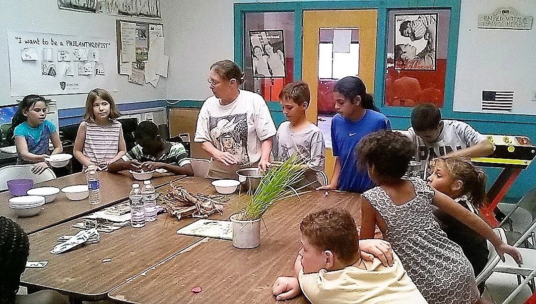 Learning about corn, and how to make butter