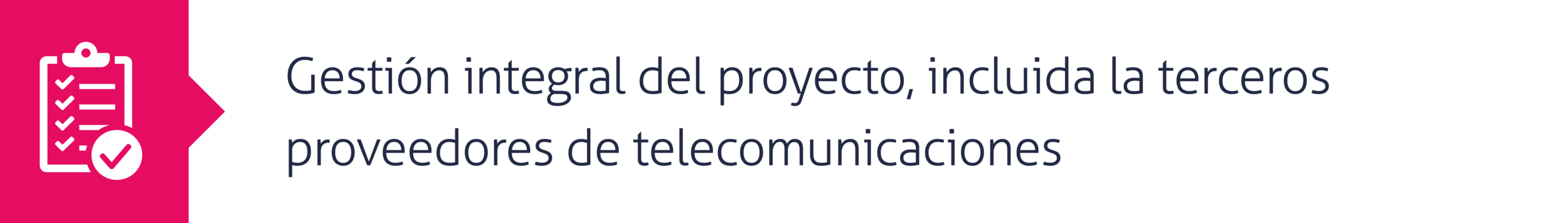 5. Gestión integral del proyecto, incluida la terceros proveedores de telecomunicaciones