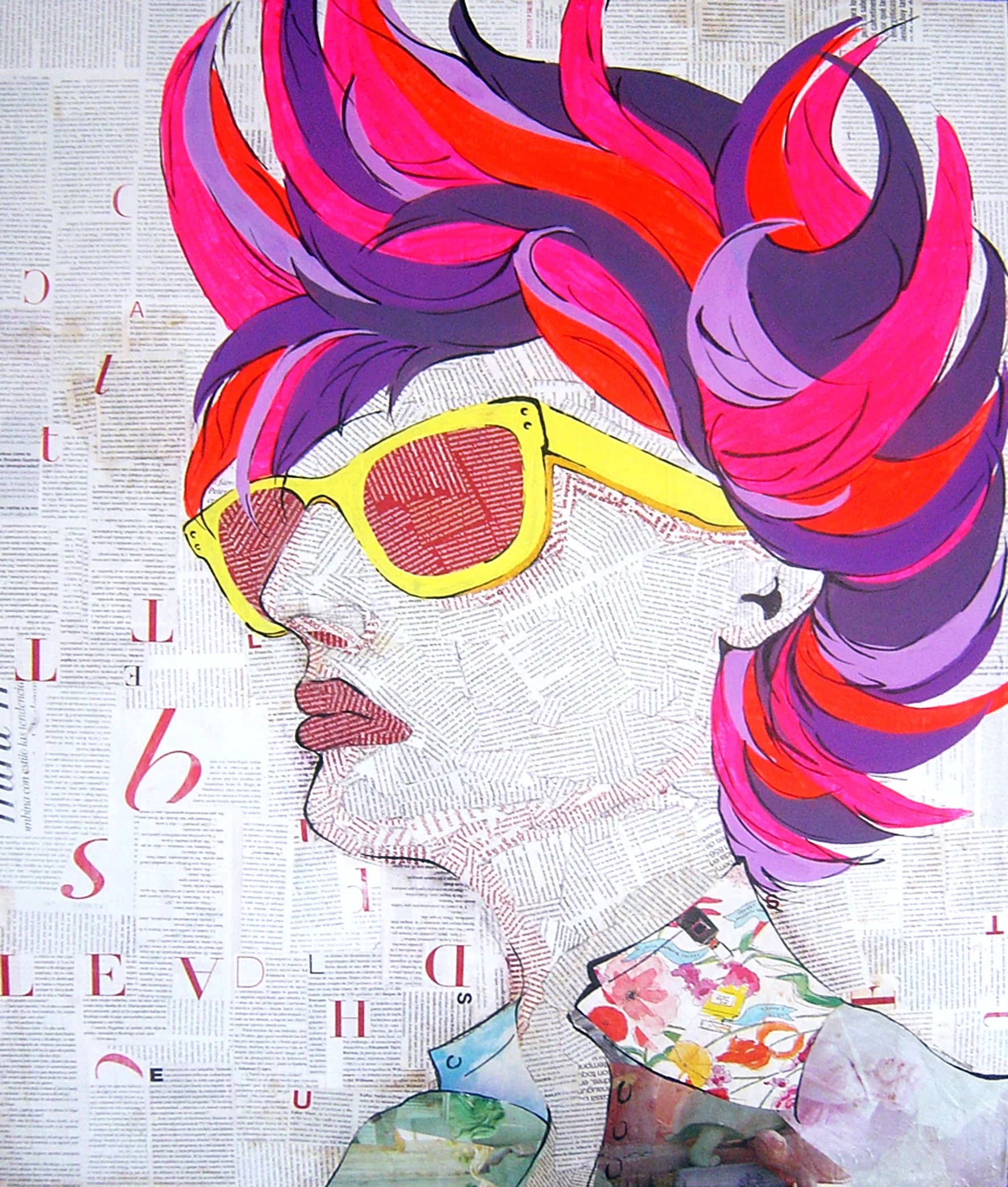 No name. Collage over canvas, 18"x24"
