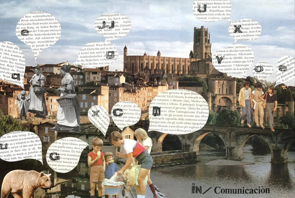 in/Comunicación. Collage over wood. 11"x17"