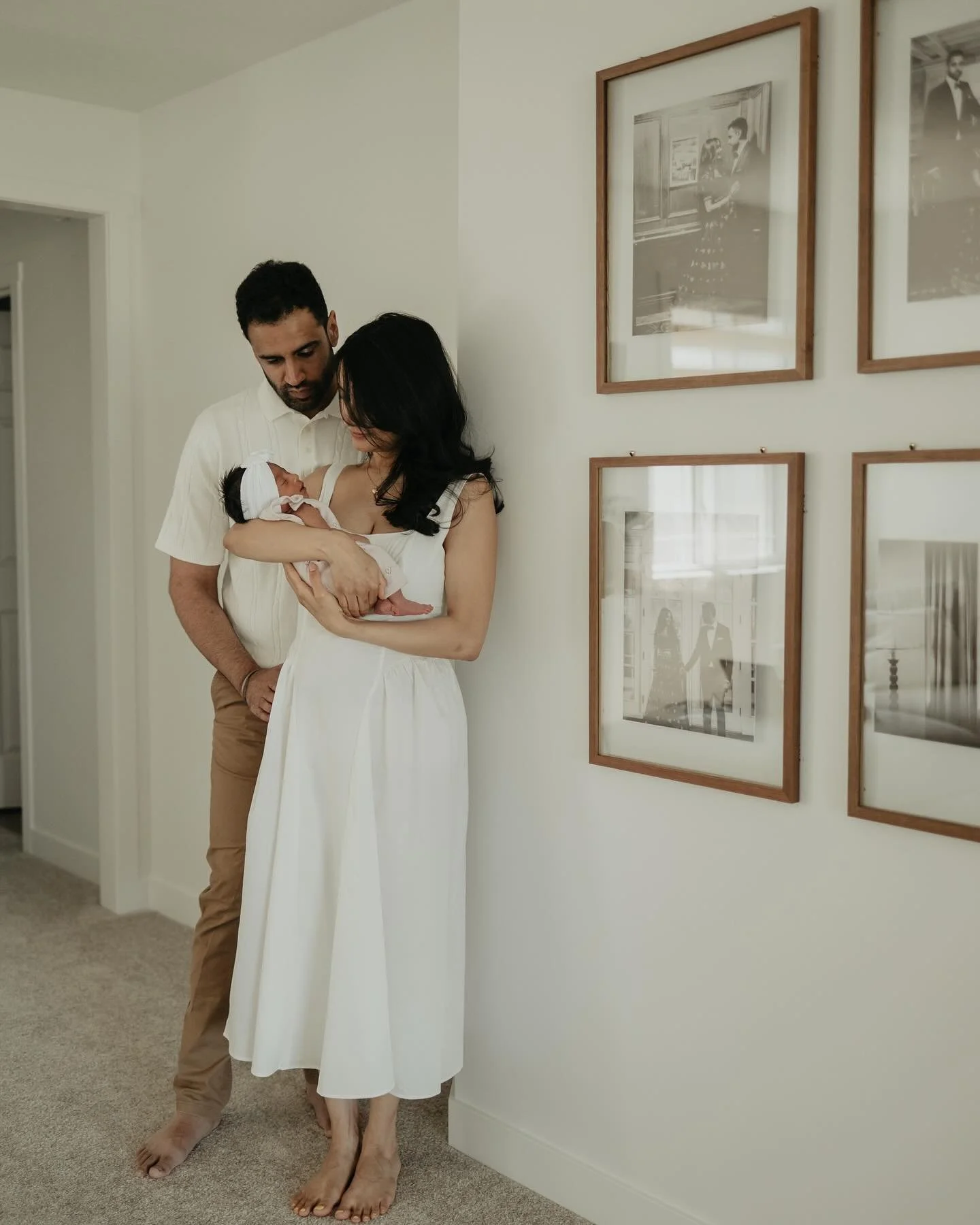 the sweetest little nursery 🍓 for the sweetest first baby! baby girl slept the entire time and we all just gushed over her cuteness!