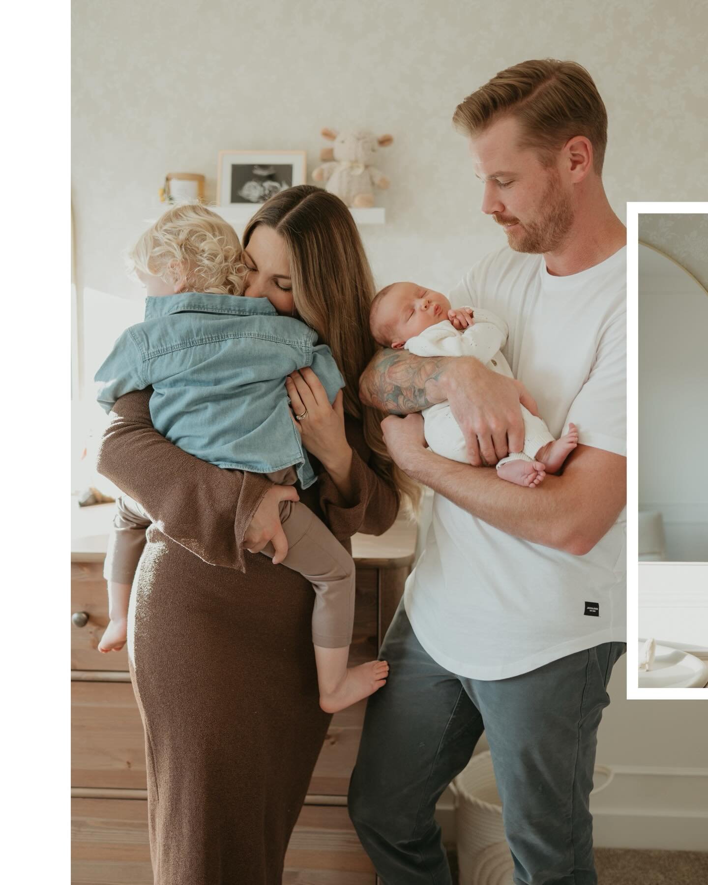 A cozy in home newborn session with a family you&rsquo;ve documented over the years just hits differently ✨ Peep the photos hanging on the wall that are from past sessions &hearts;️