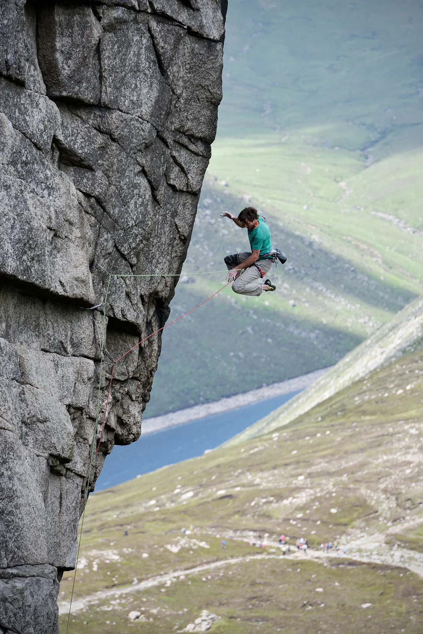 Ryan Pasquill on The Peace Line (E8 6c), Mourne Mountains, N. Ireland.