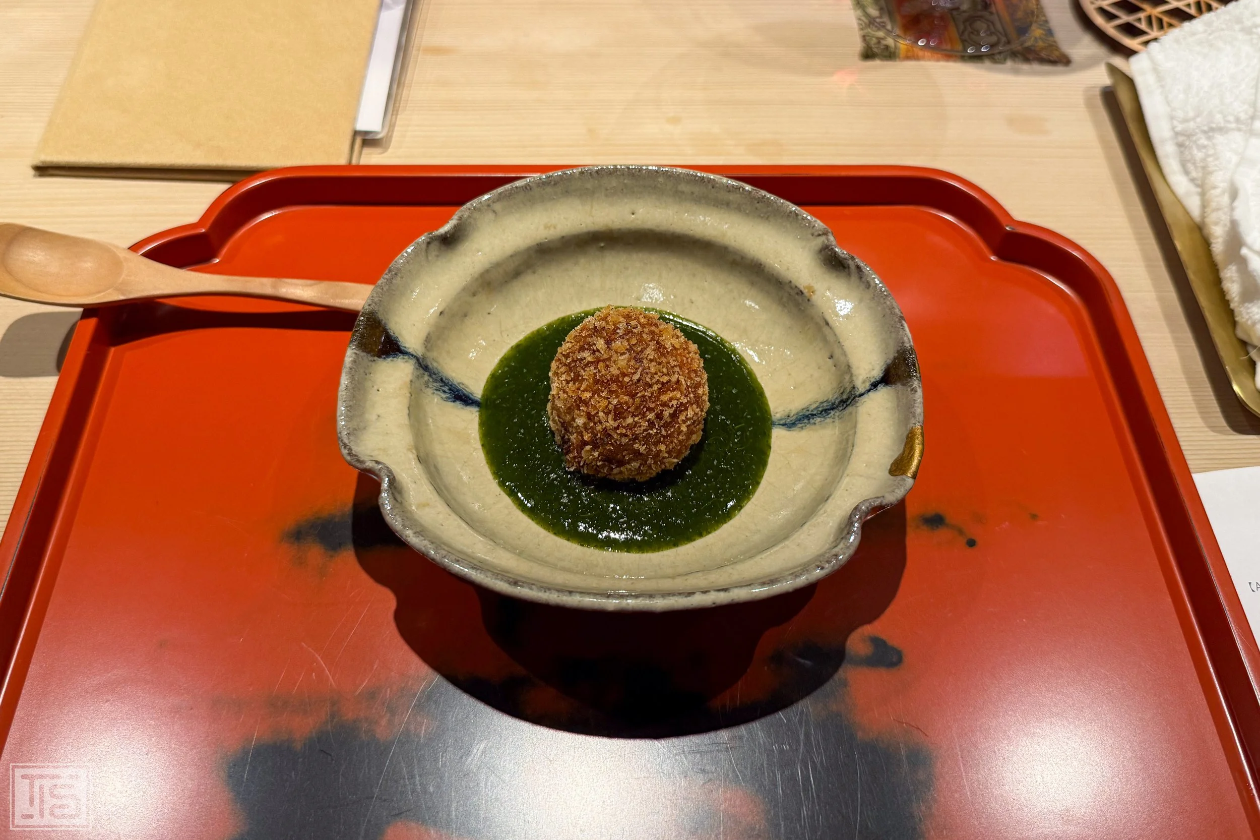 Kroketten von gereiften Kartoffeln & Spinat im Gion Nishikawa
