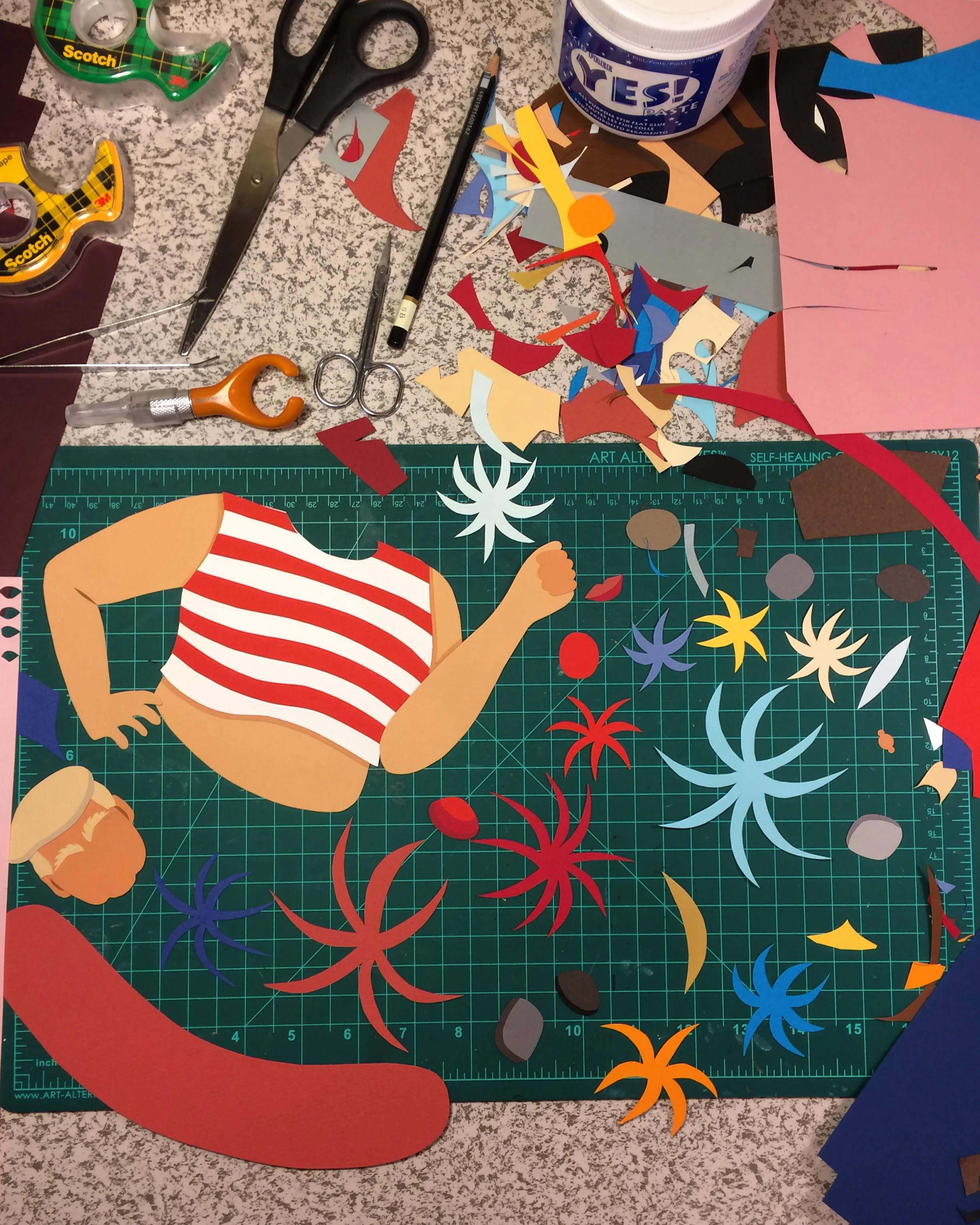 The paper cutting process.