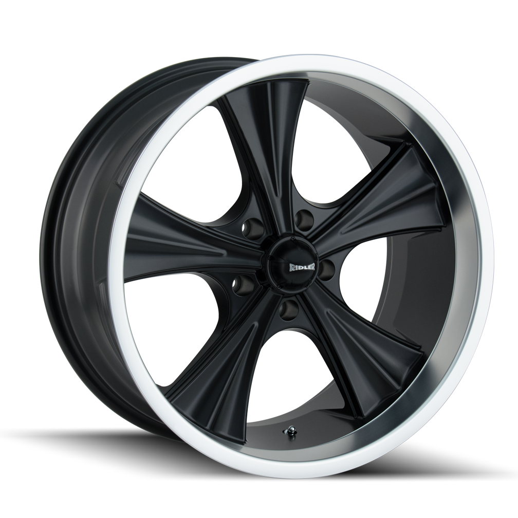 18 x 8. inches /5 x 120 mm, 0 mm Offset Ridler 650 Matte Black/Polished Lip Wheel with Painted Finish 