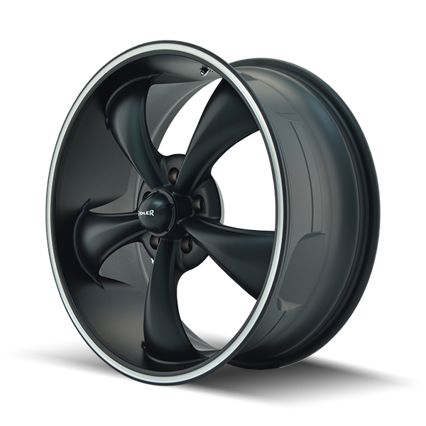 22 x 10.5 inches //5 x 127 mm, 0 mm Offset Ridler 695 MATTE BLACK//MACHINED LIP Wheel Finish