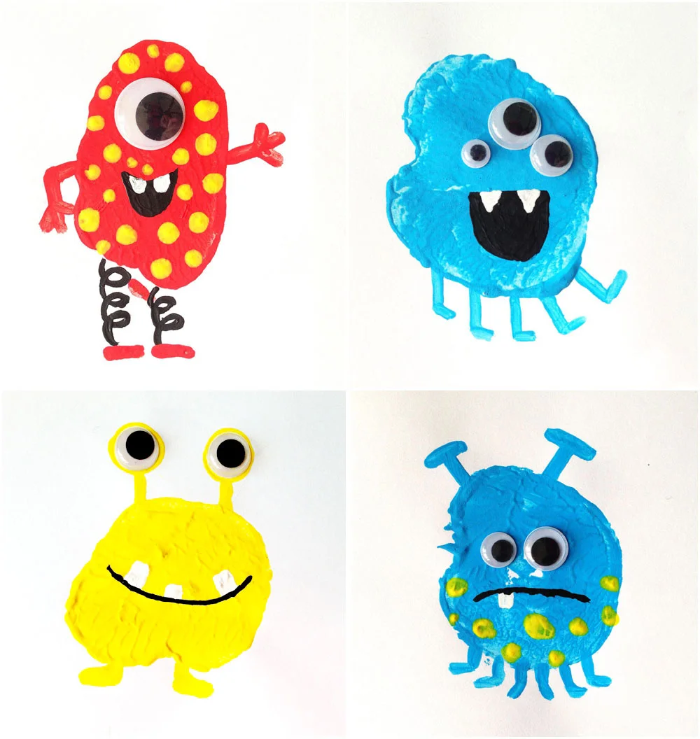 Potato Print Monsters from MollyMoo