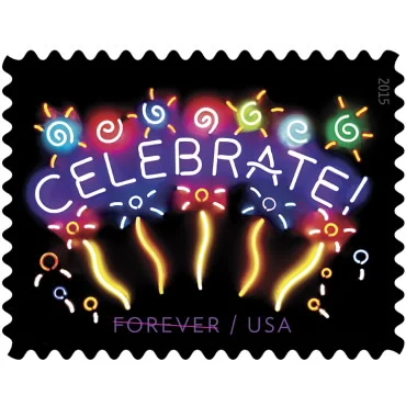 1 oz. Forever Stamp - Neon Celebrate - $0.55