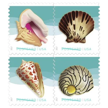 Postcard Stamp - Seashells - $0.35