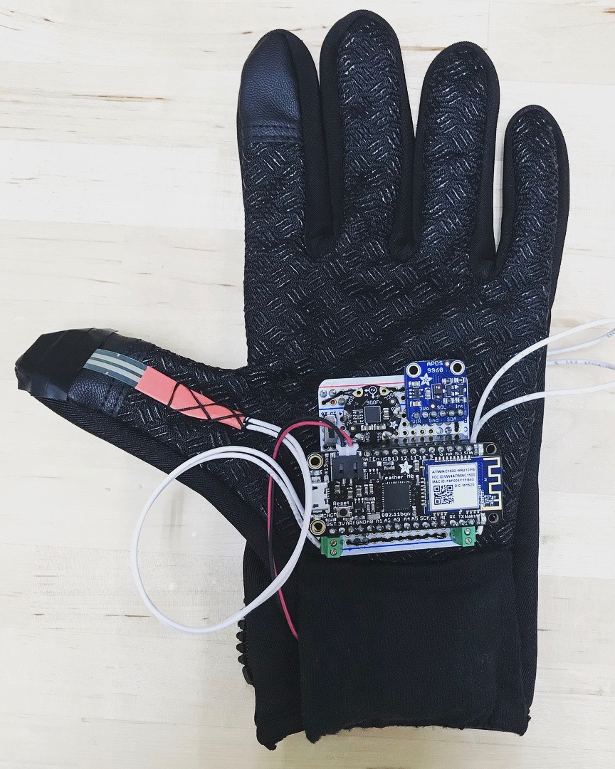 WiFi, RGB sensing, 9 degrees of freedom, flex sensor, and FSR.