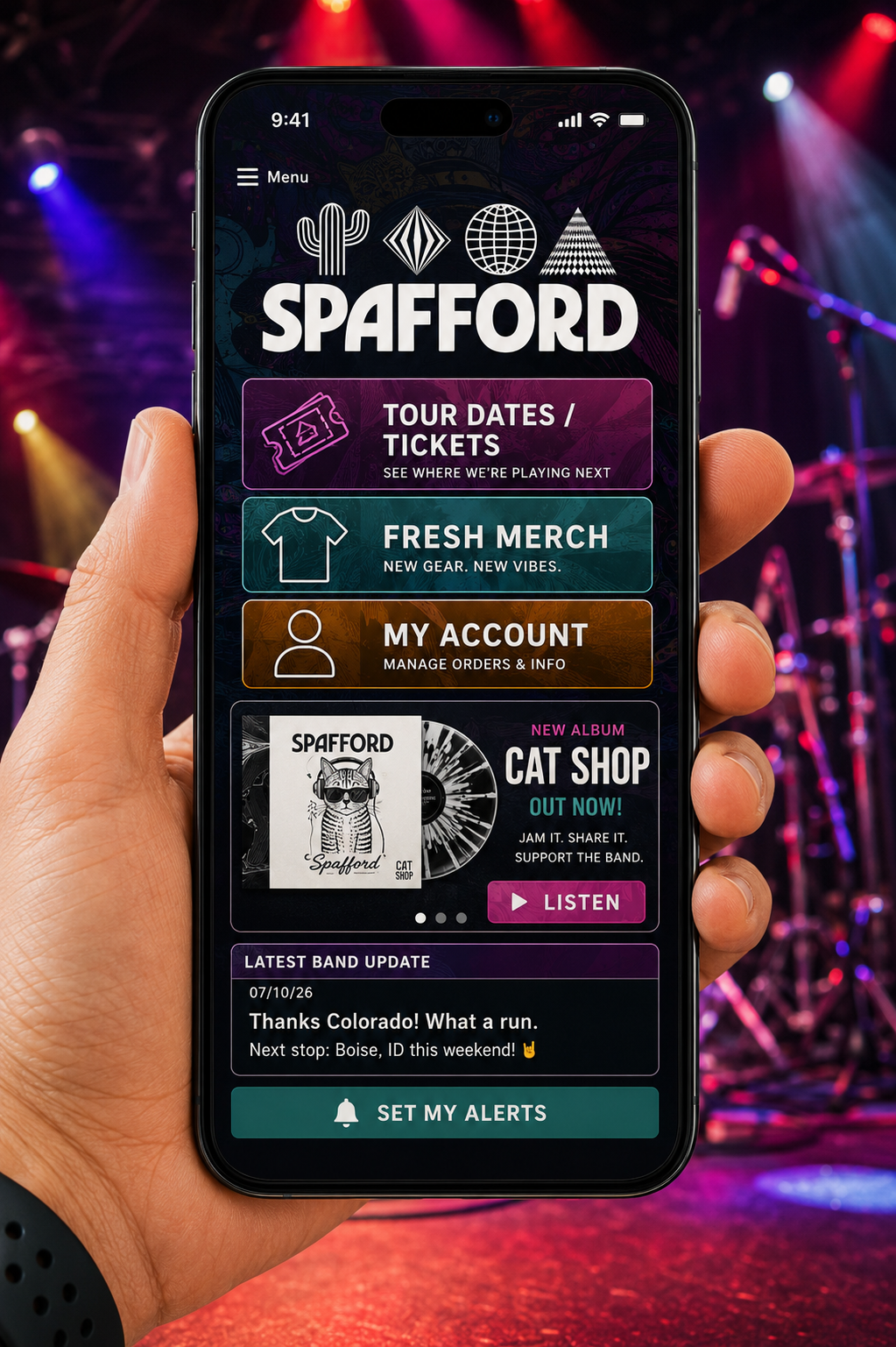 Example of a mobile app designed for performing artists