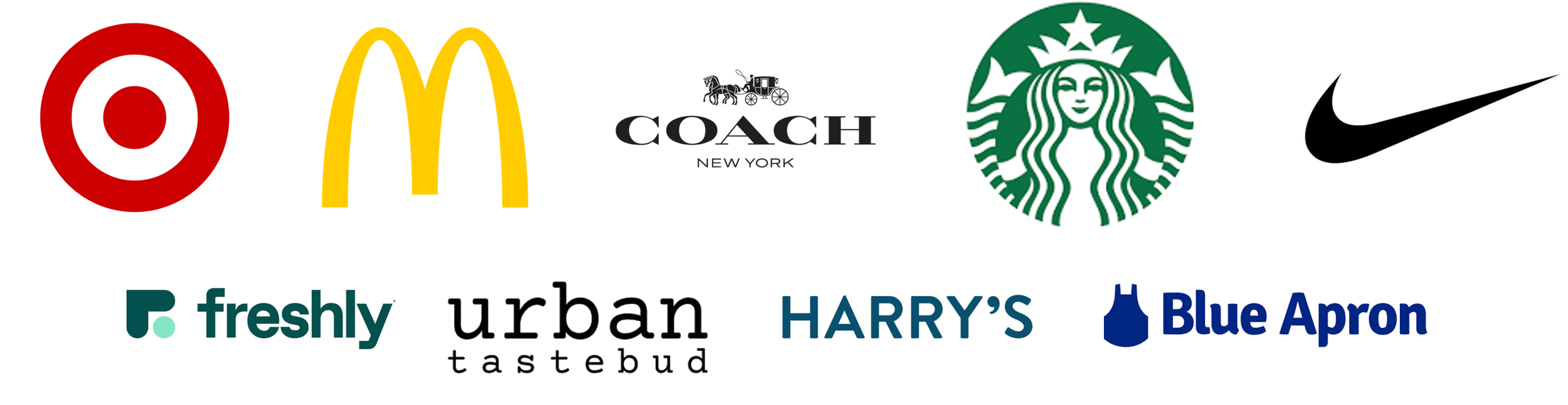 The logos of Target, McDonalds, Coach, Starbucks, Nike, Freshly, Urban Tastebud, Harry's and Blue Apron represent only a few of the national brands profiting from their own mobile apps.