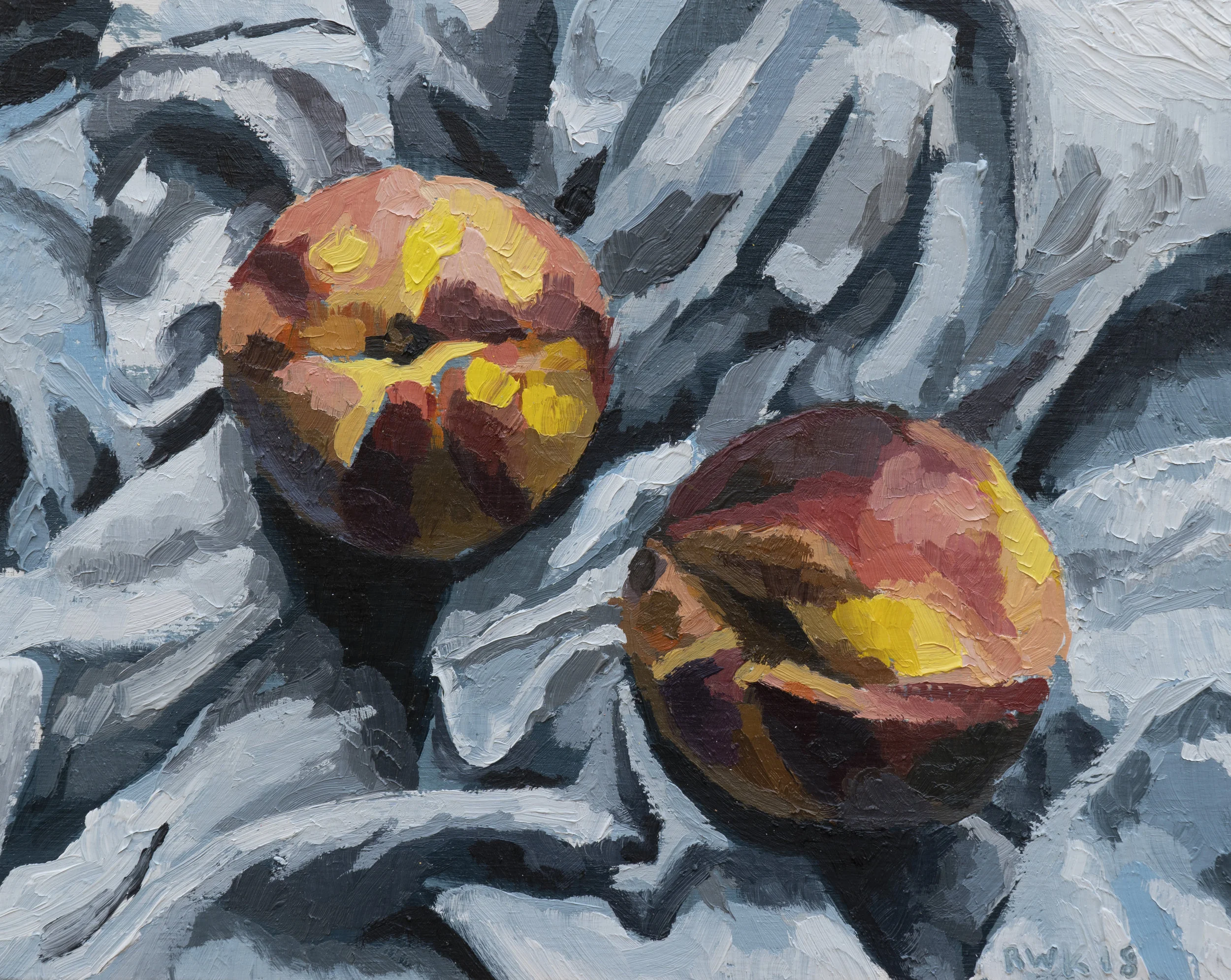 Peaches on Fabric 8x10.jpg