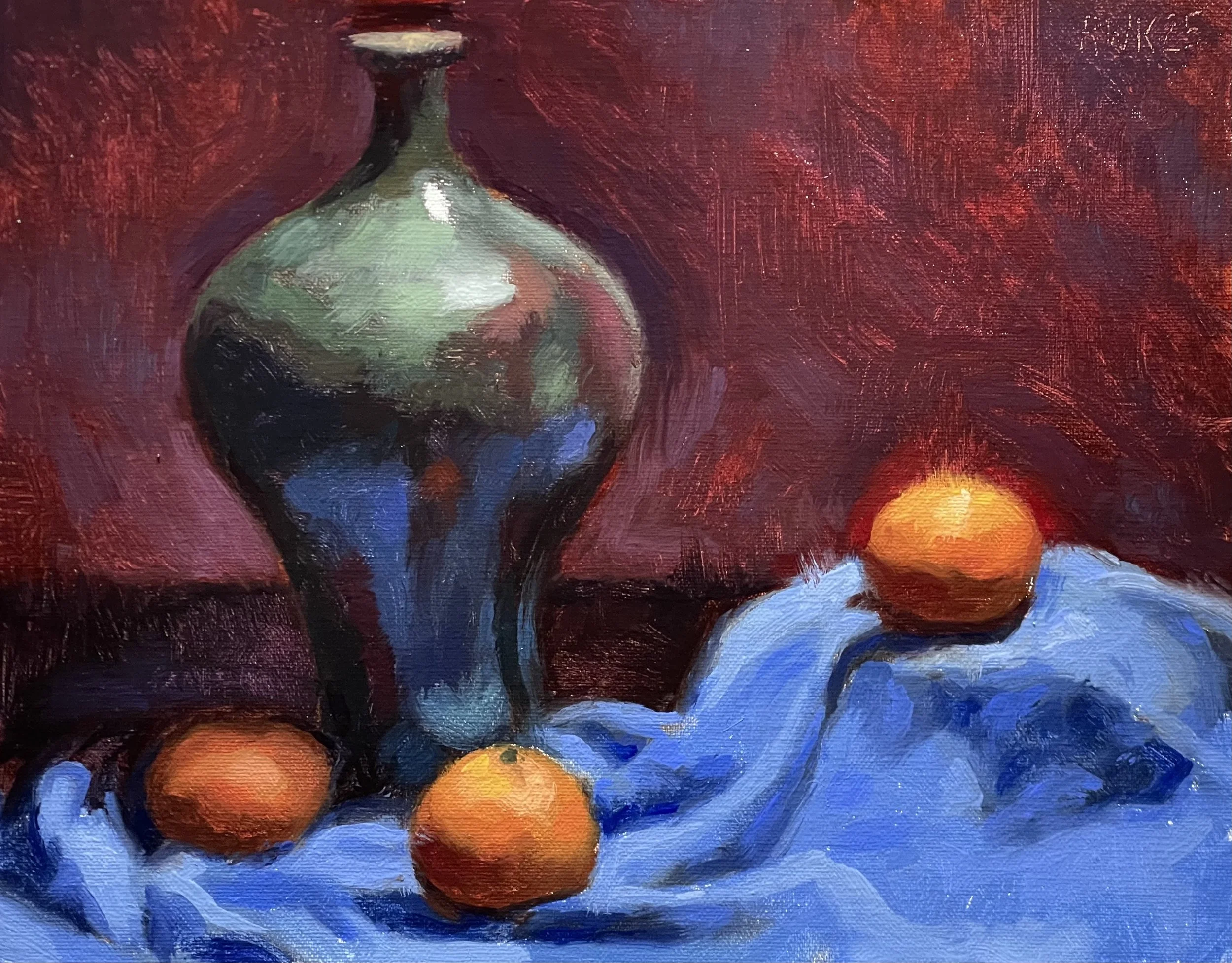 three tangerines and vase, 8x10, 2025.jpeg