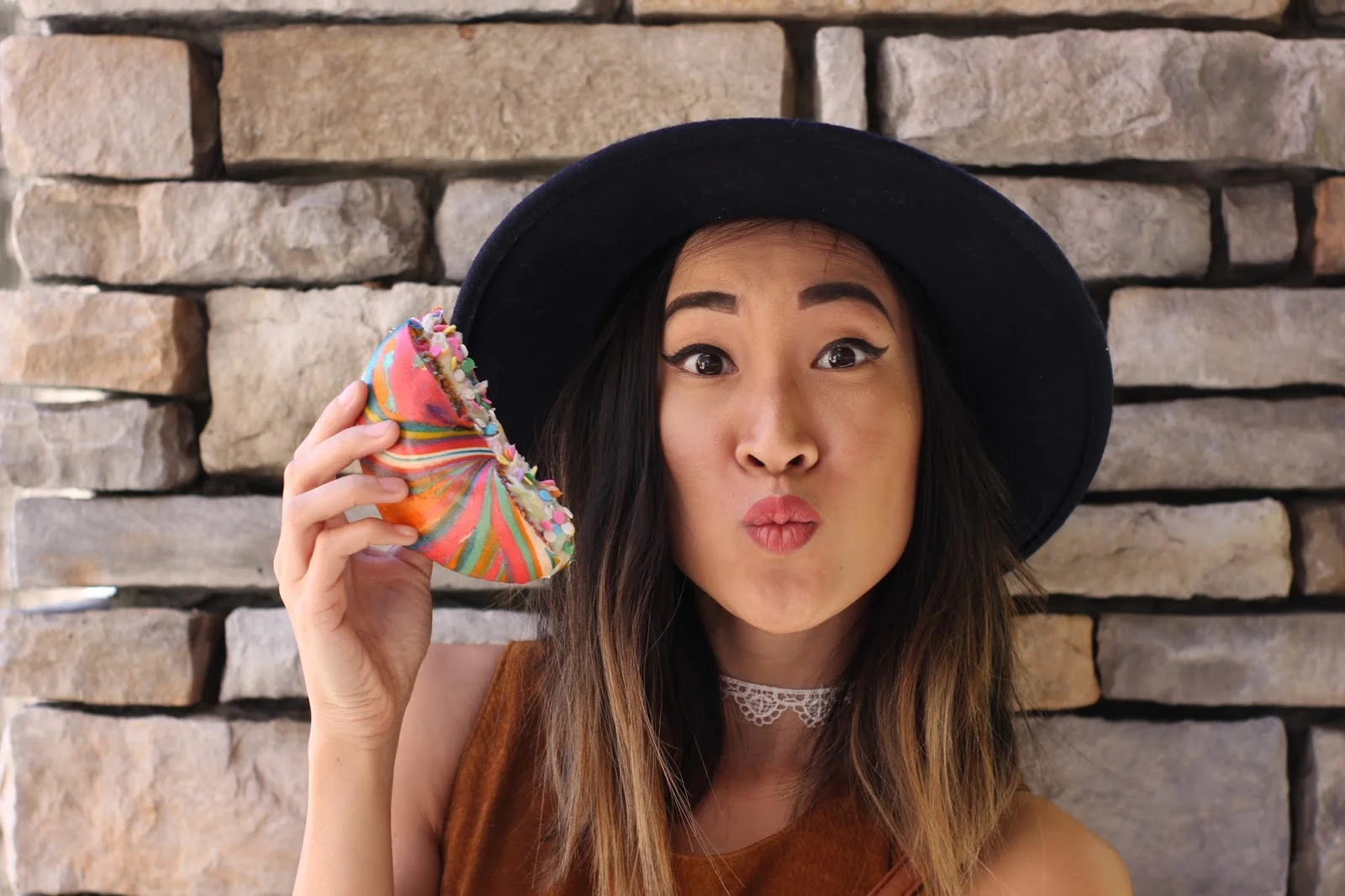 The Rainbow Unicorn Bagel at Bagels & Brew