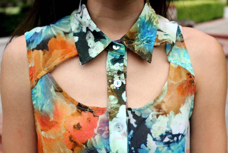 Floral and Faux Leather Outfit 