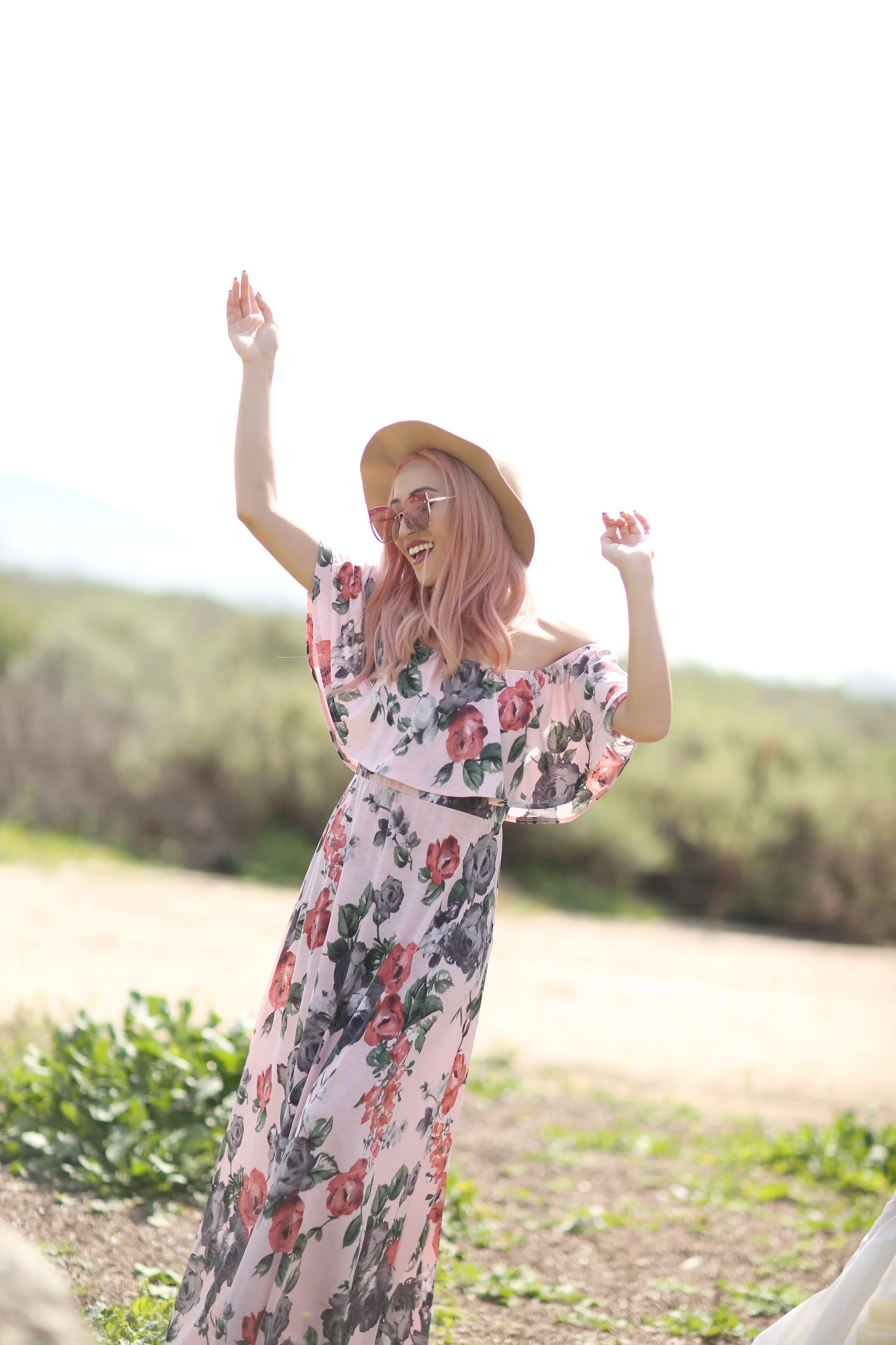 Floral Off the Shoulder Maxi for Coachella
