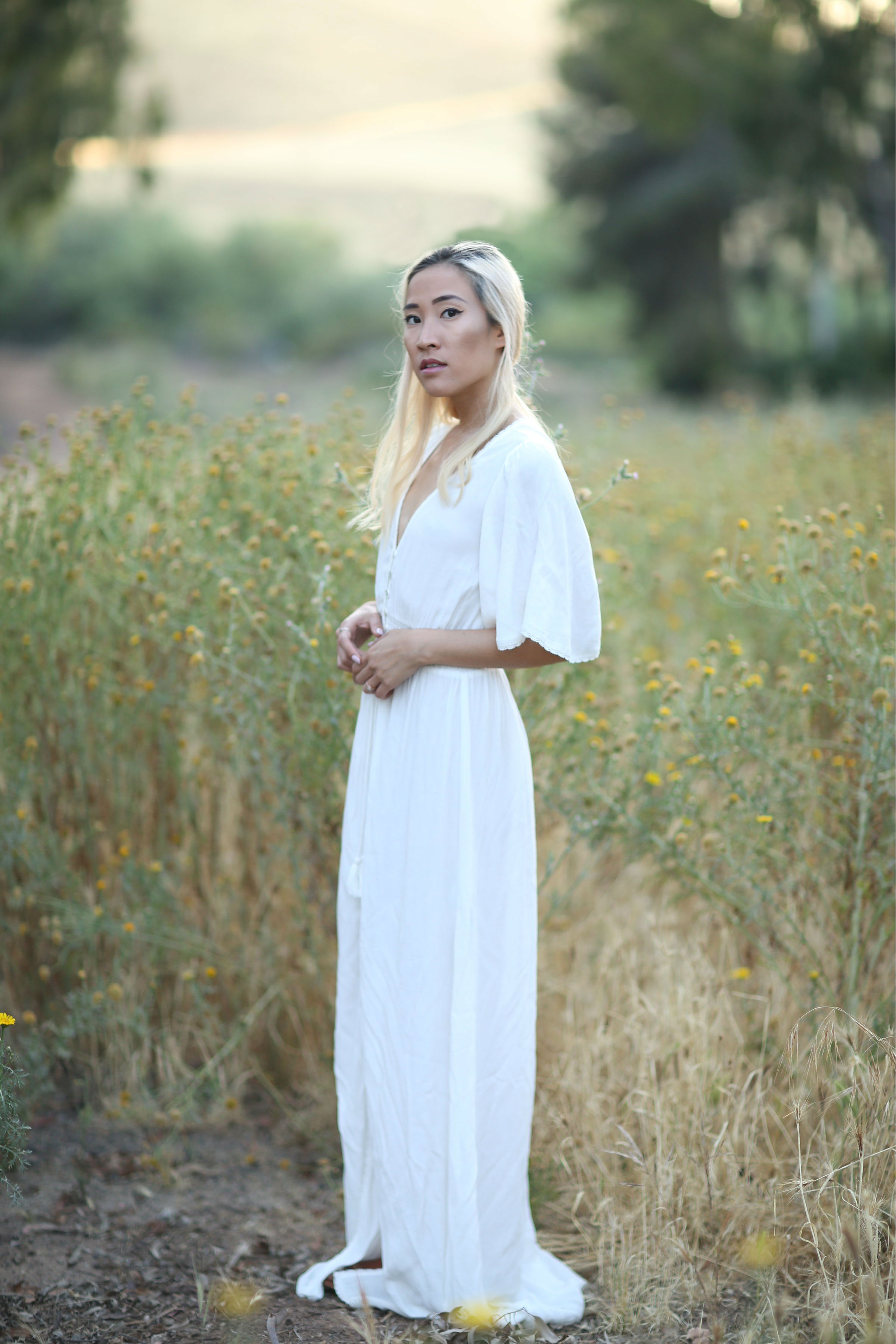 casual white maxi dress