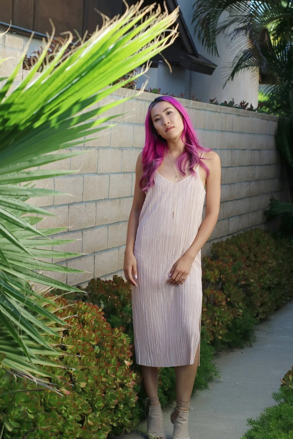 Ribbed Pink Slip Dress