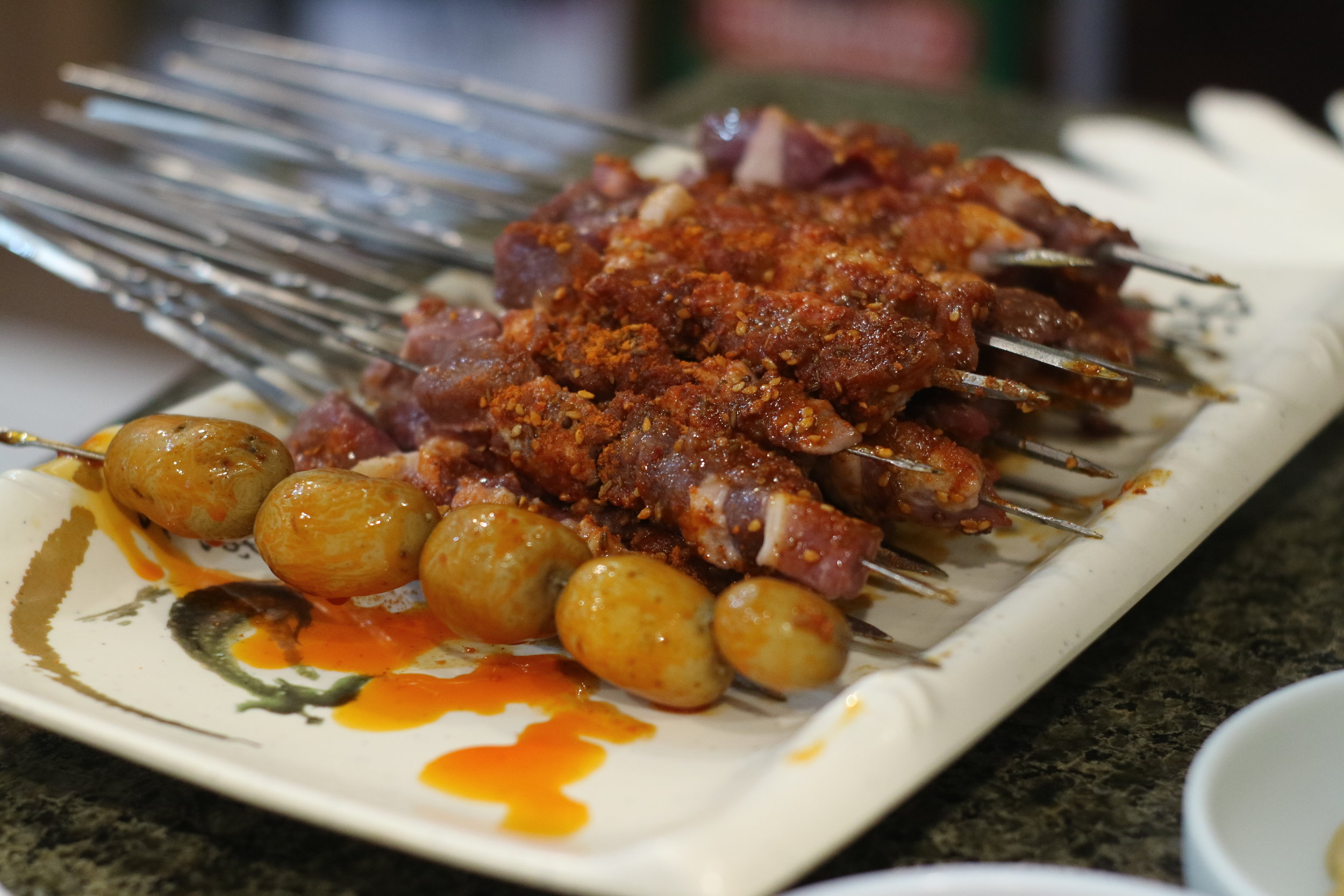 Lamb Kebab Skewers at Feng Mao in Koreatown 