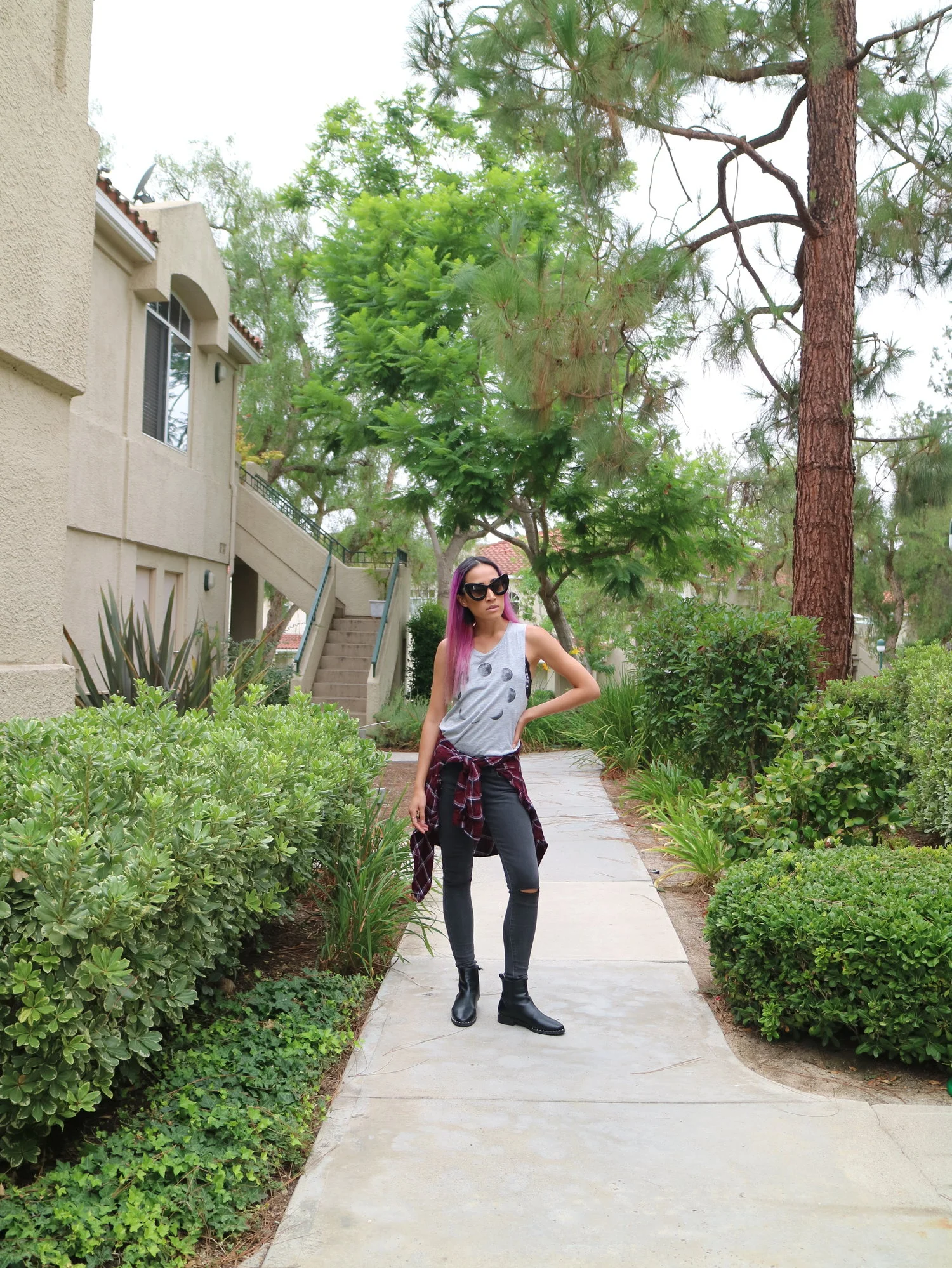 Moon Phases Tank, Black Jeans + Flannel