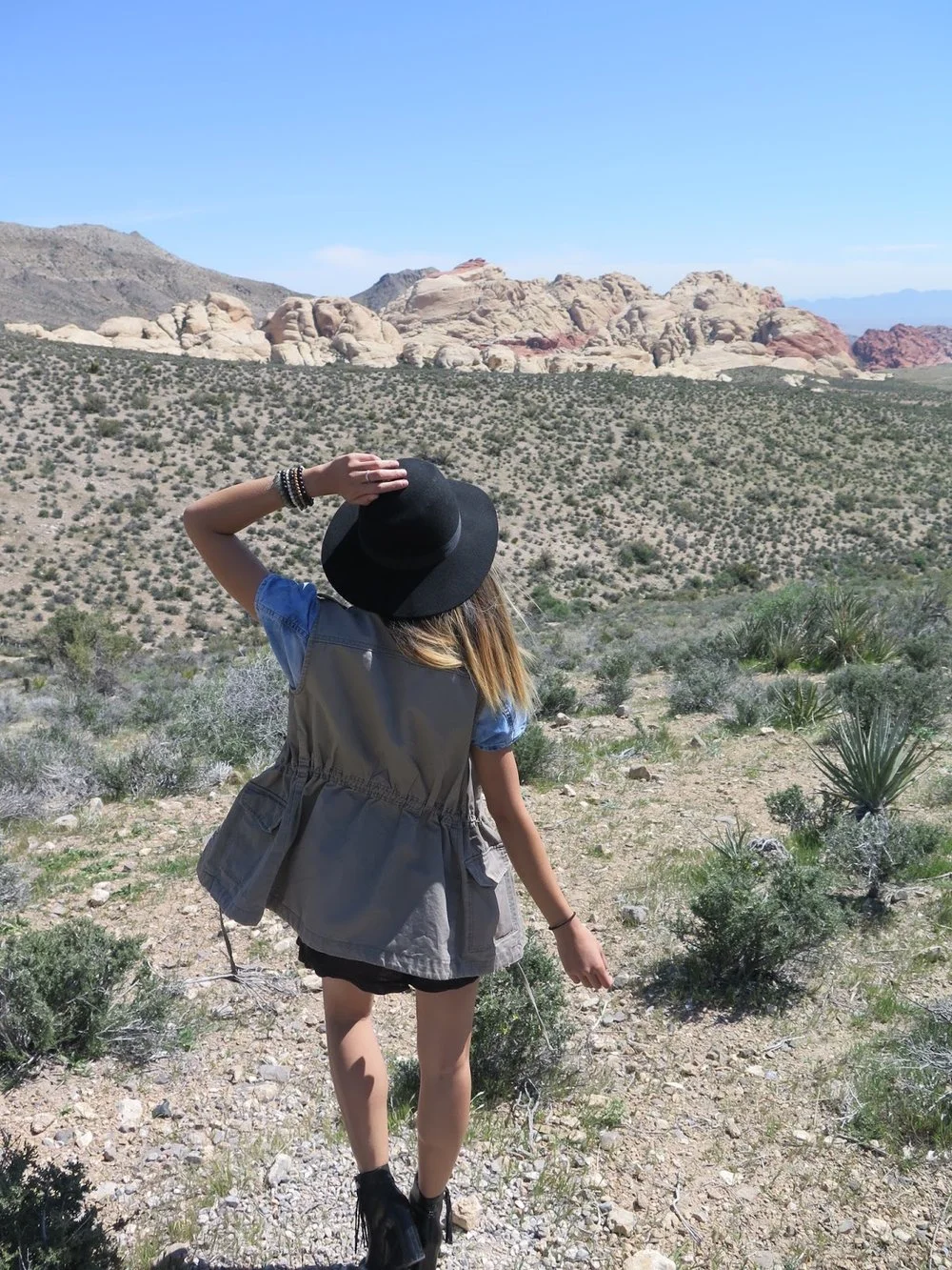 Utility Vest & Denim Outfit at Red Rock Canyon