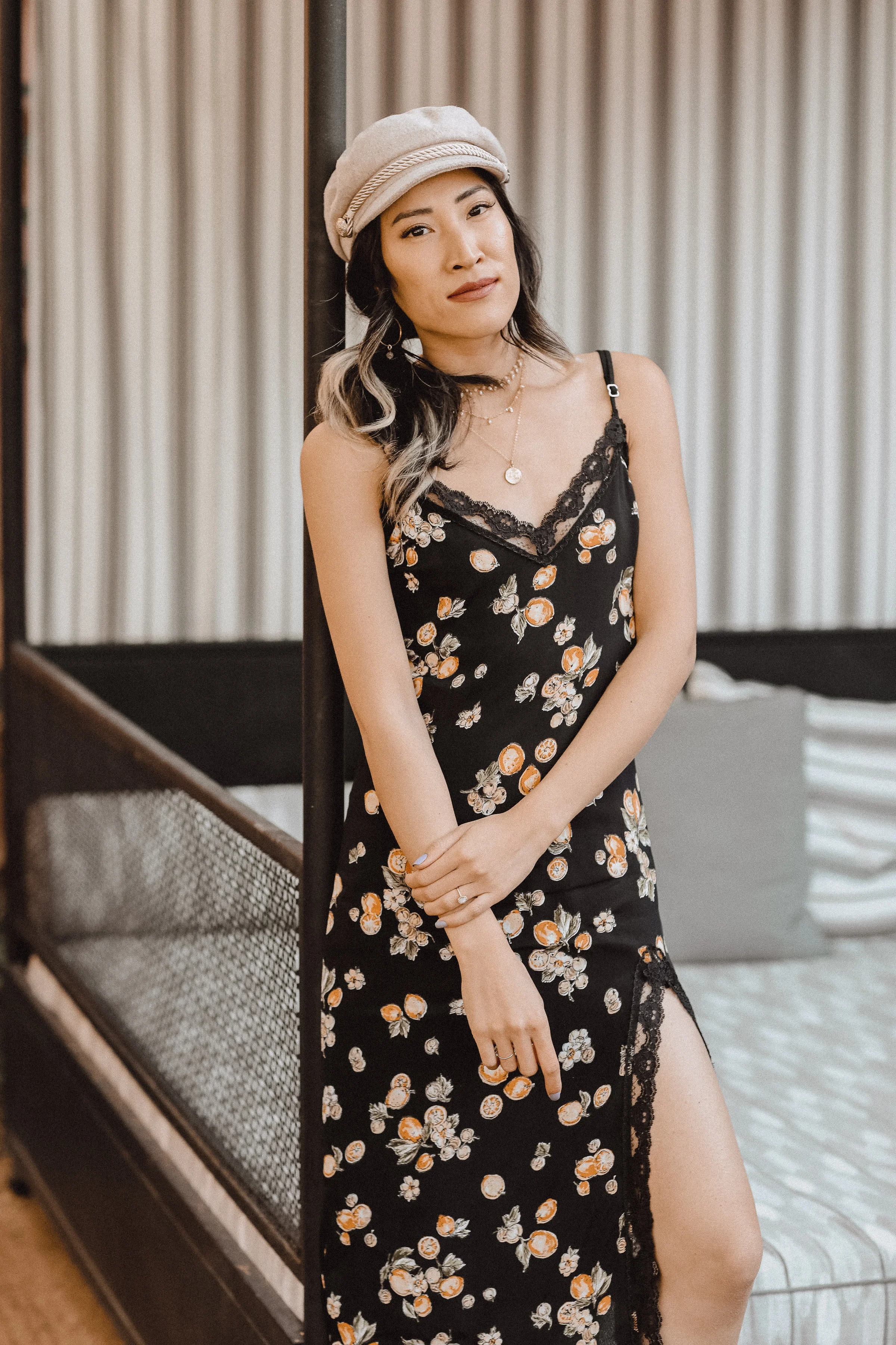 knee length dresses for ladies Aspen Midi Dress - Black Satin Slip Dress