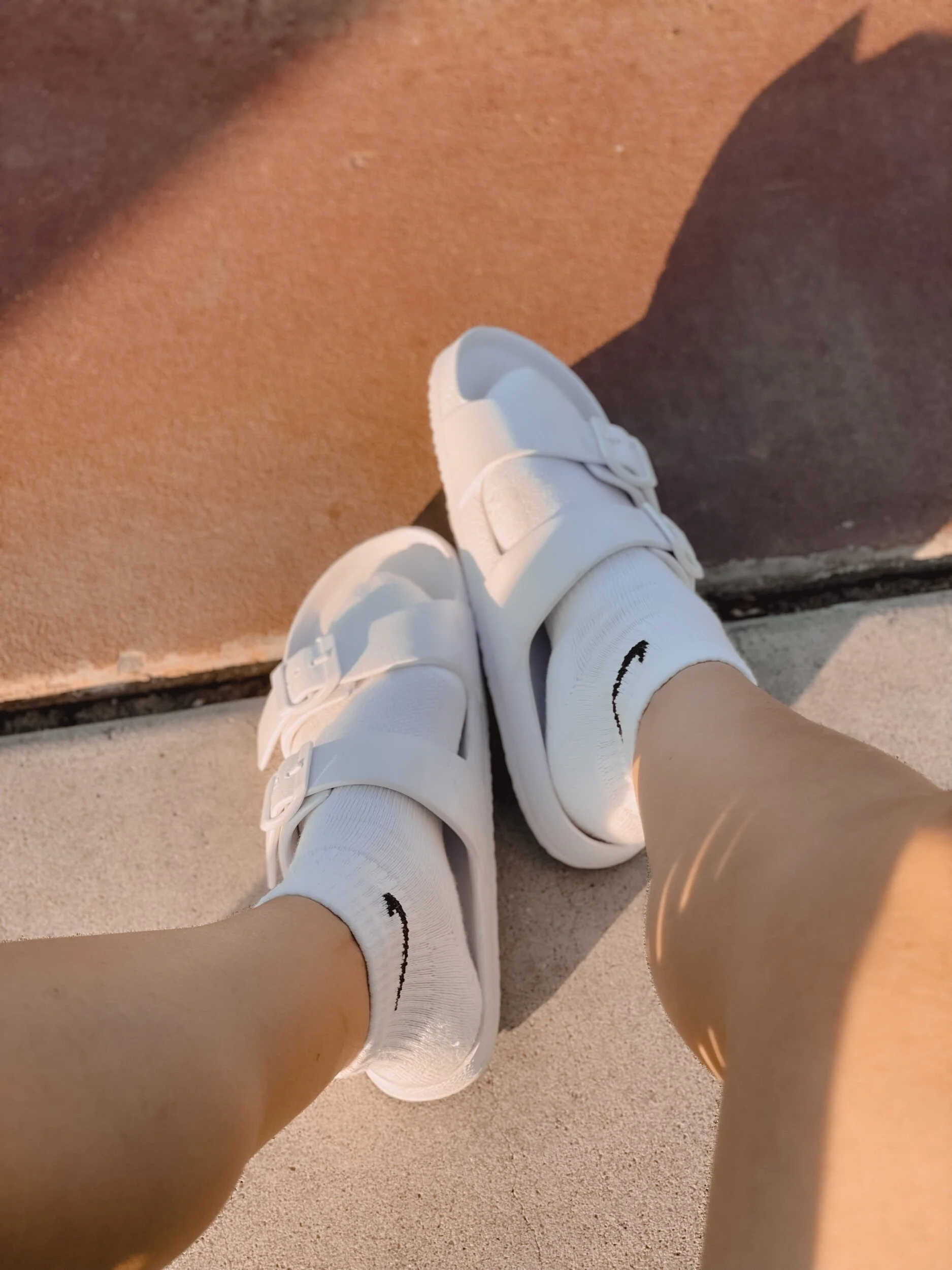 Summer Sandals - White Double Strap Buckle Sandals