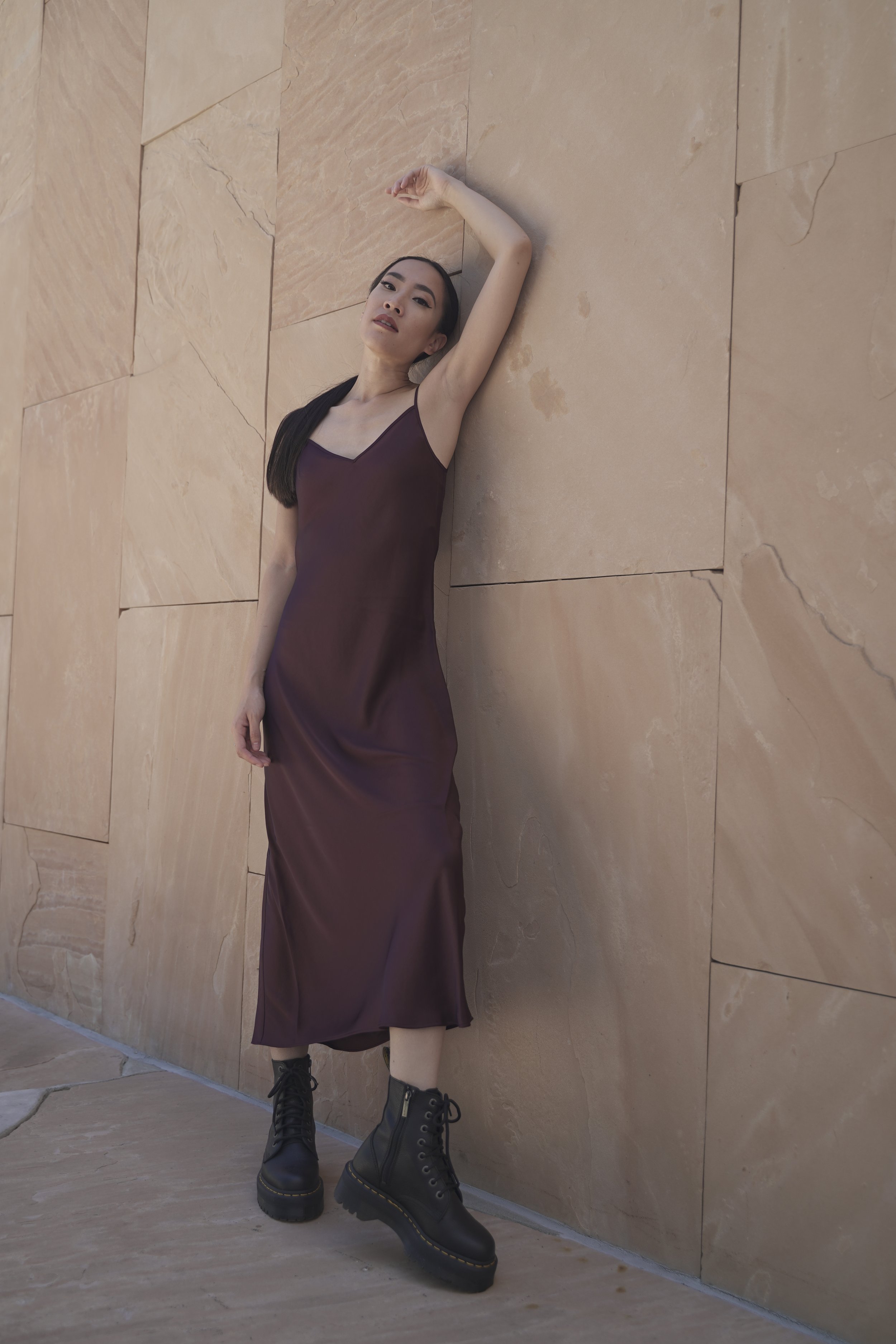 Slip Dress Against Stone Wall - Amanda N Hammond.JPG