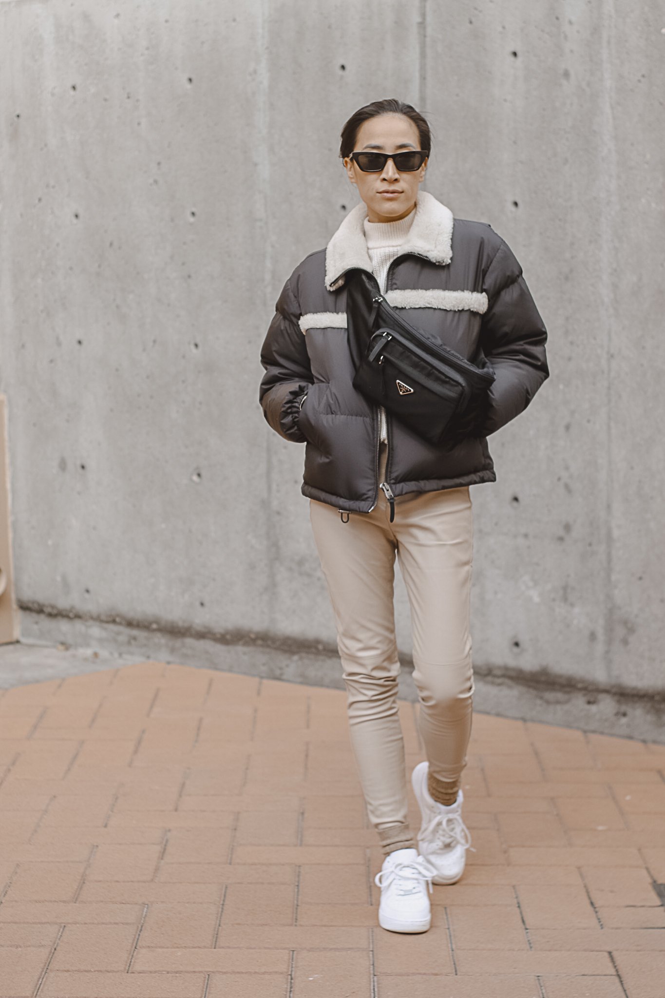 Puffer Jacket and Prada Nylon Bag Outfit — AMANDA N HAMMOND