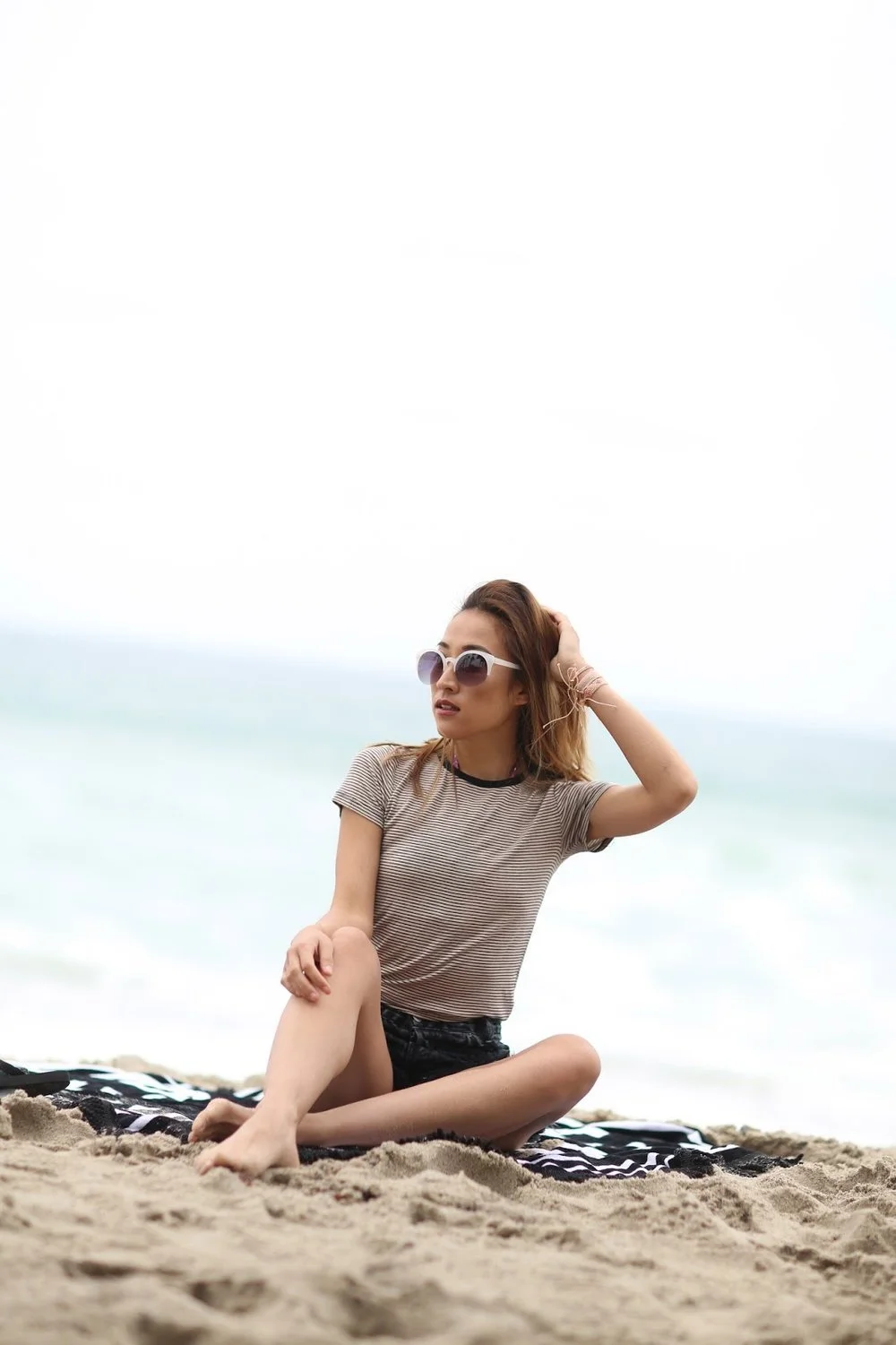 Casual Summer Stripes &amp; Shorts Beach Coverup Outfit
