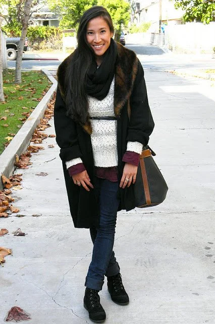 Thrifted Layers for a Rainy Day and Cold Weather