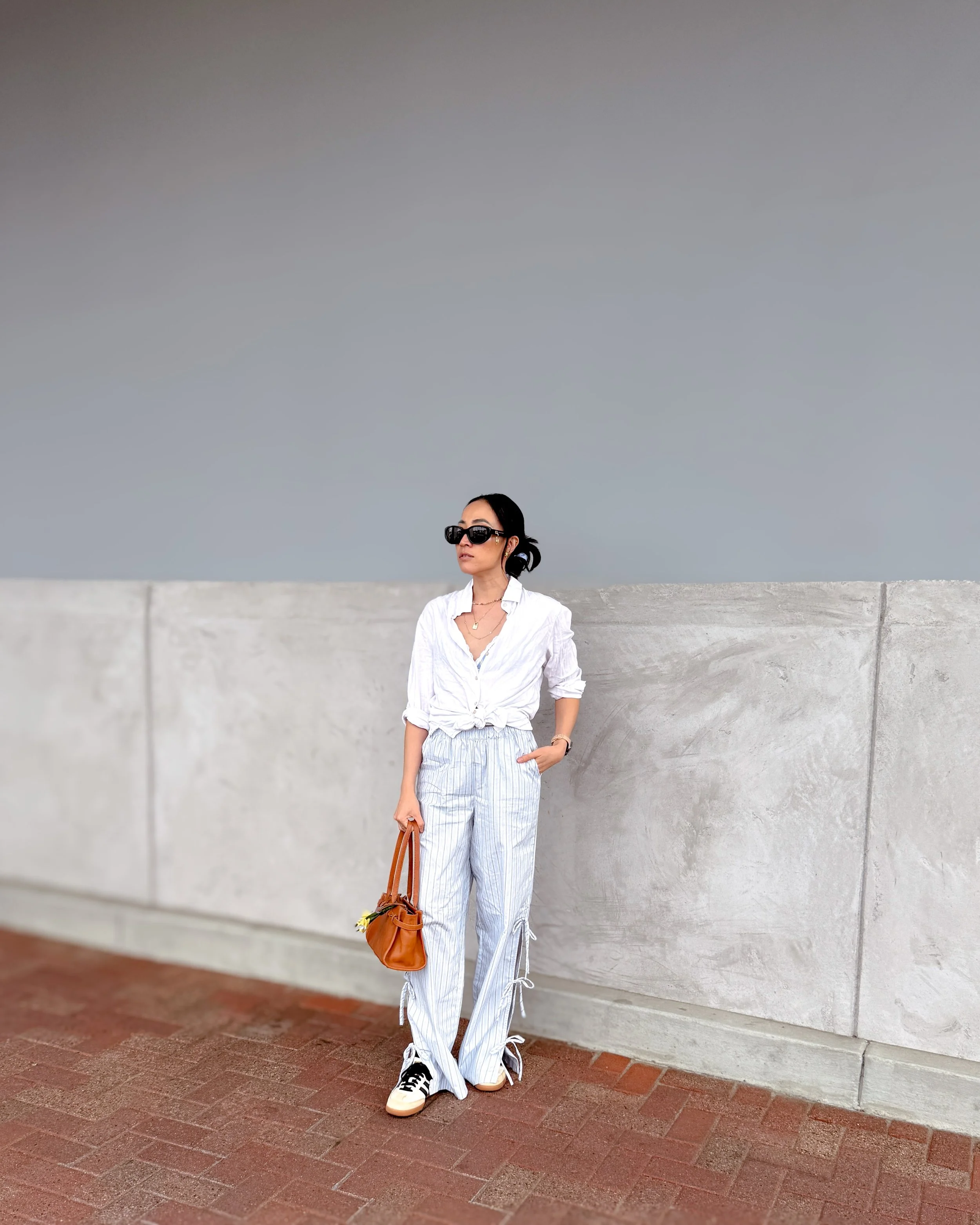 Weekend Casual Coastal Style with Linen and Pajama Bottoms