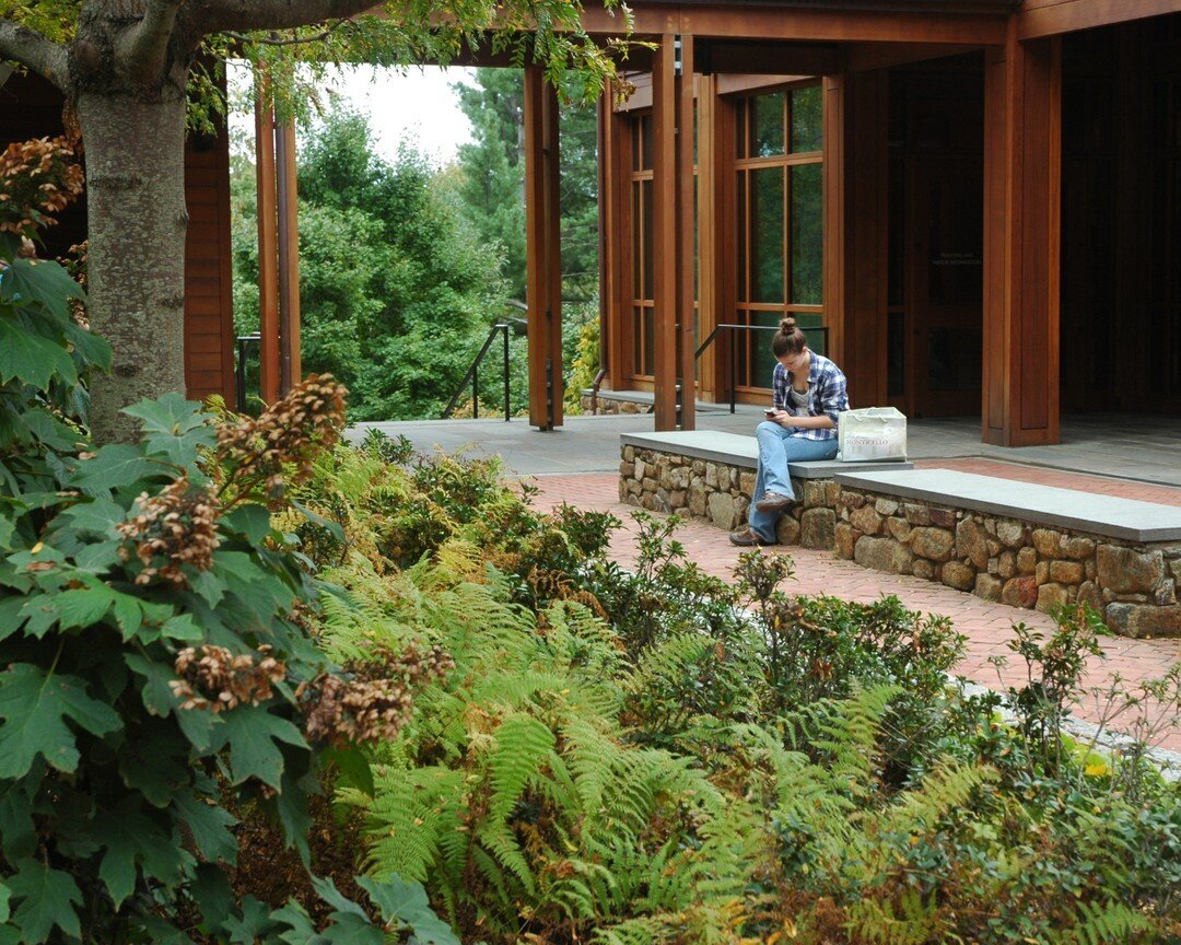 The courtyard at Monticello's visitor center provides spaces for resting between adventures. Here, Hydrangeas, ferns and Honeylocust frame a shady place to sit, reflect, and look out into the landscape beyond.​​​​​​​​
.​​​​​​​​
#MVLA #ASG #AyersSaint