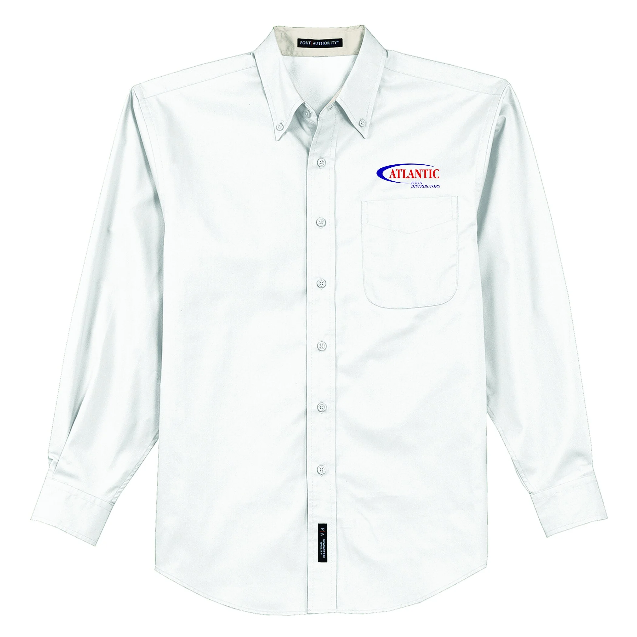 EMBROIDERED WHITE LONG SLEEVE EASY CARE SHIRT