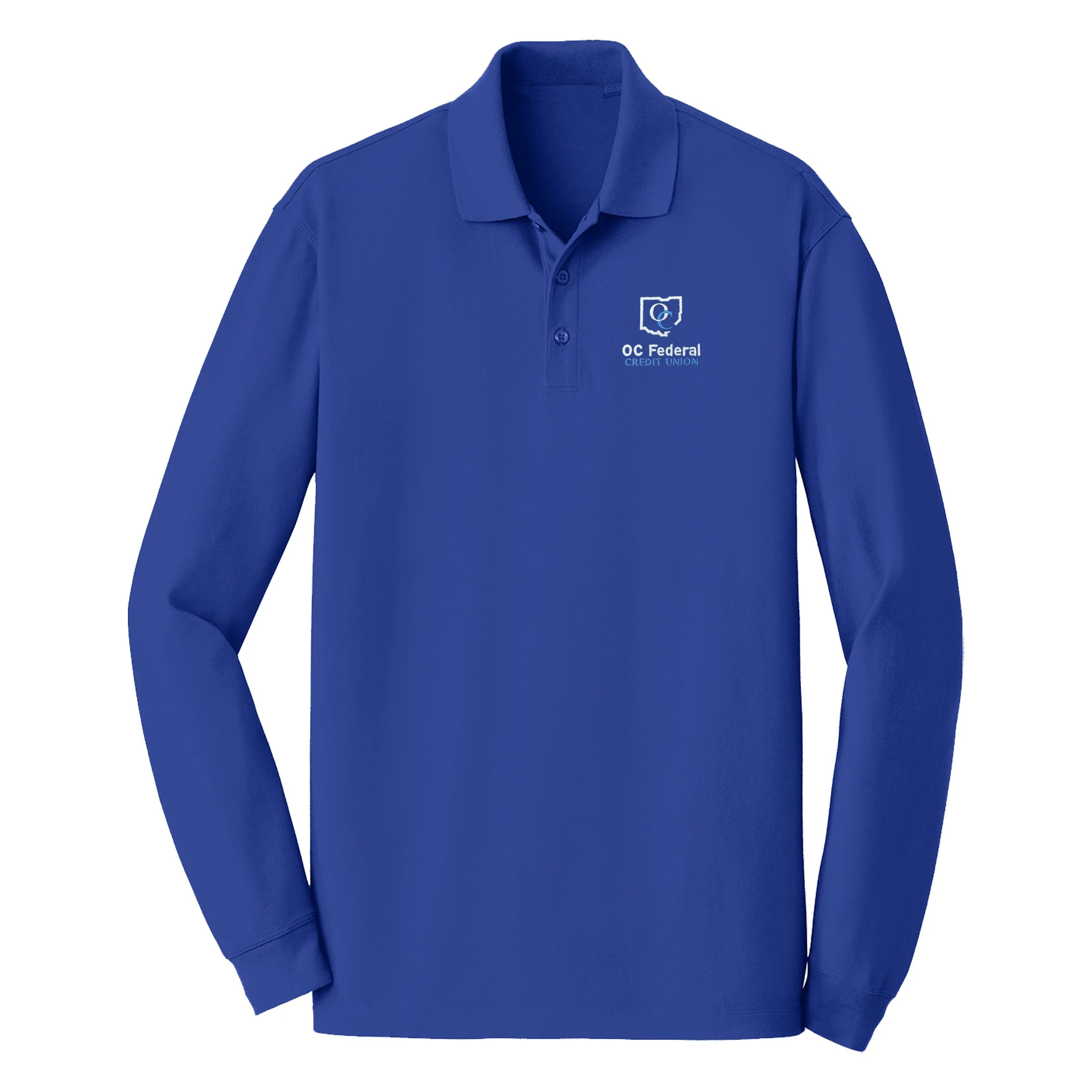 Unisex Long Sleeve Polo in Royal Blue