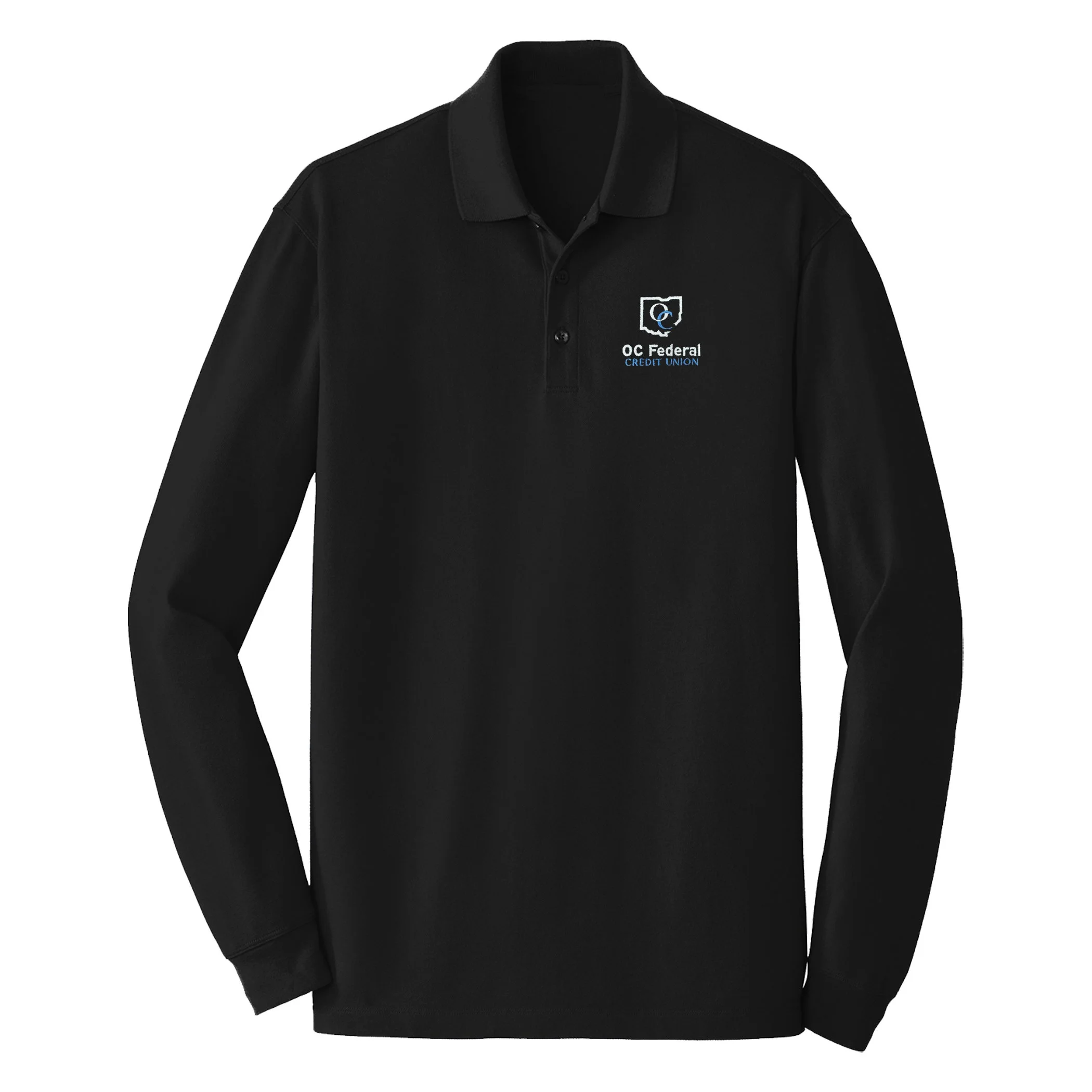 Unisex Long Sleeve Polo in Black
