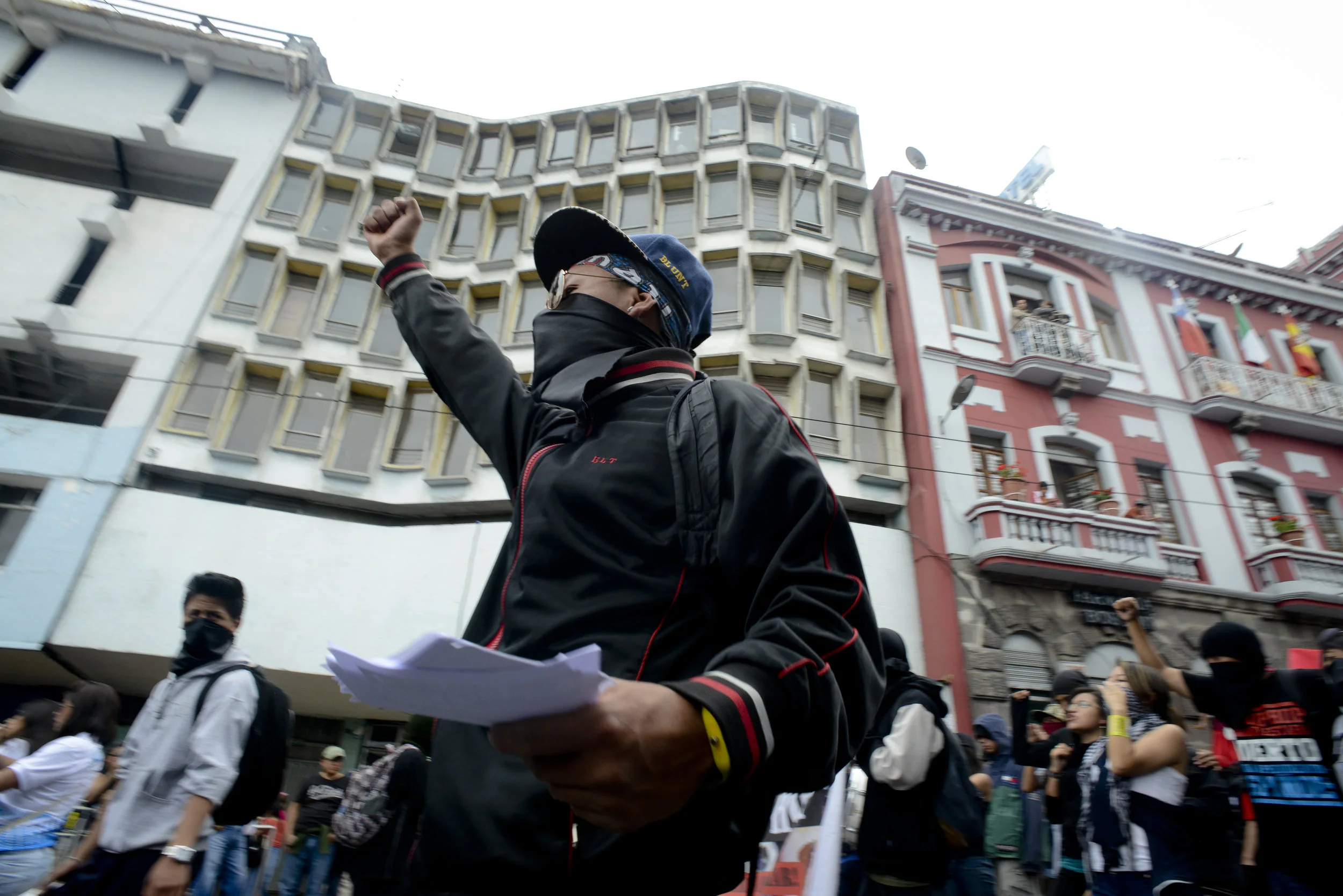  Quito, Ecuador - A protest in the heart of the historic downtown of the capital city photographed for the Pachaysana Institute of Quito. 