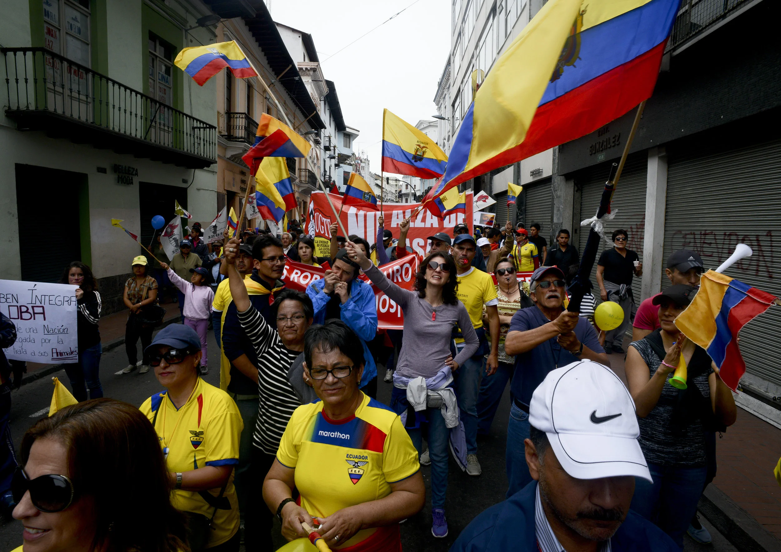  Quito, Ecuador - A protest in the heart of the historic downtown of the capital city photographed for the Pachaysana Institute of Quito. 