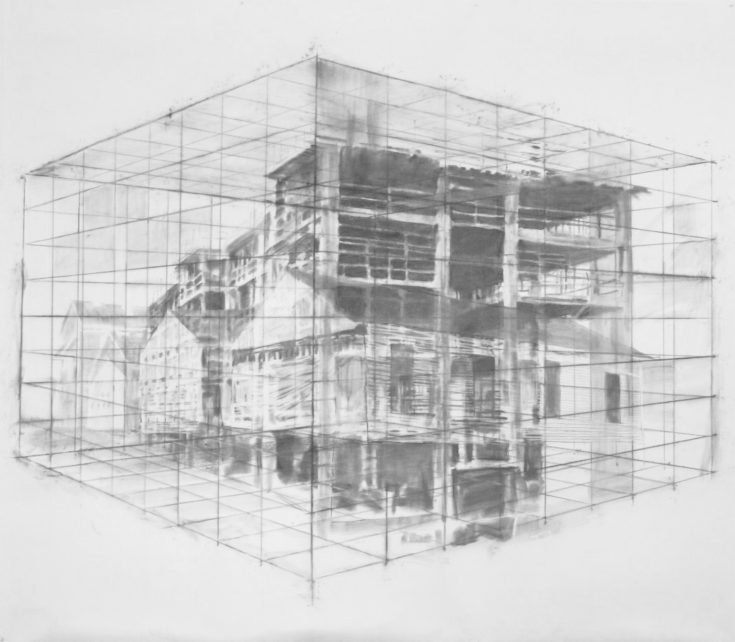 Thresholding 108x108" graphite on paper
