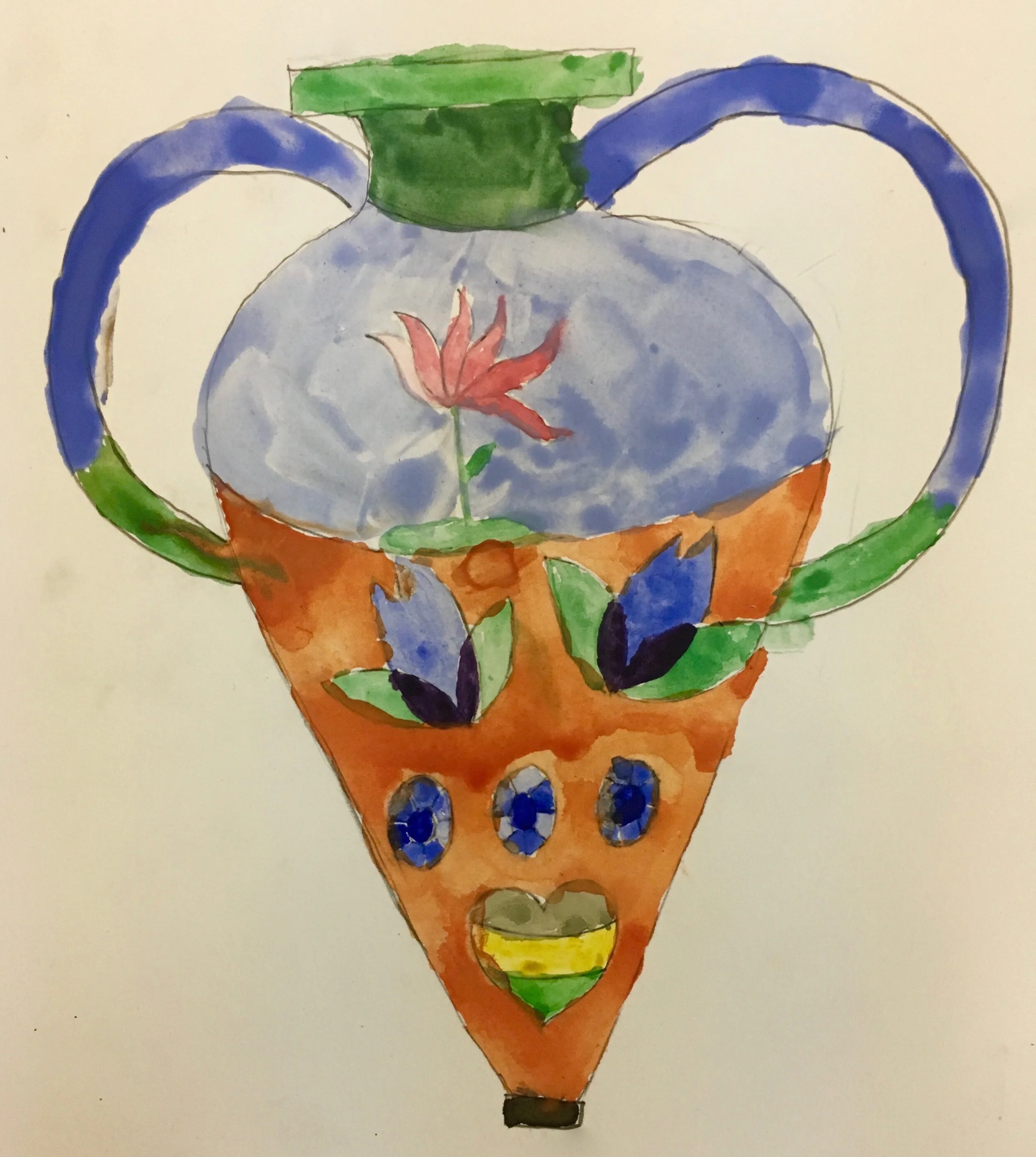 watercolor greek amphora